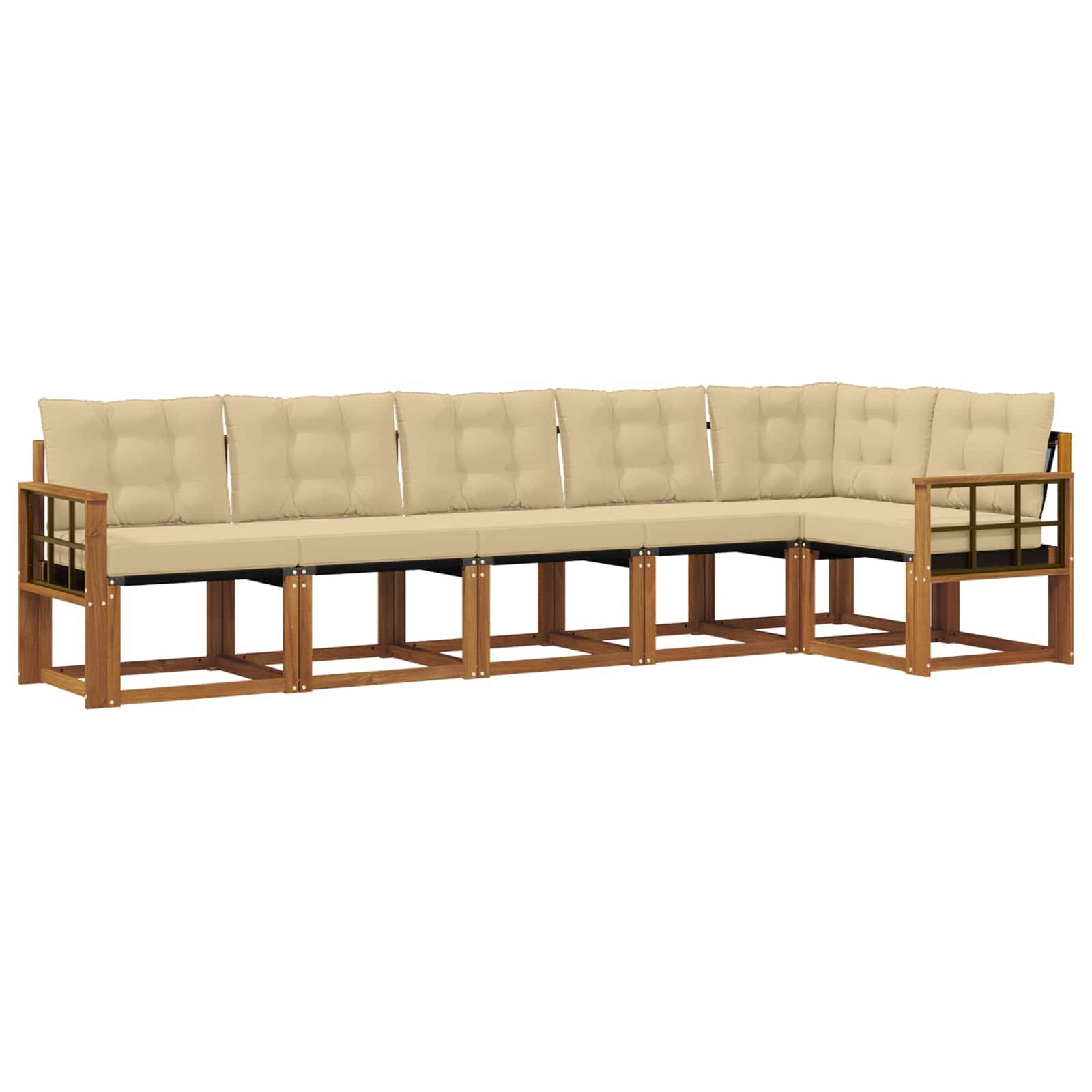 vidaXL Outdoor-Sofagarnitur mit Kissen 6 pcs Natur und Beige