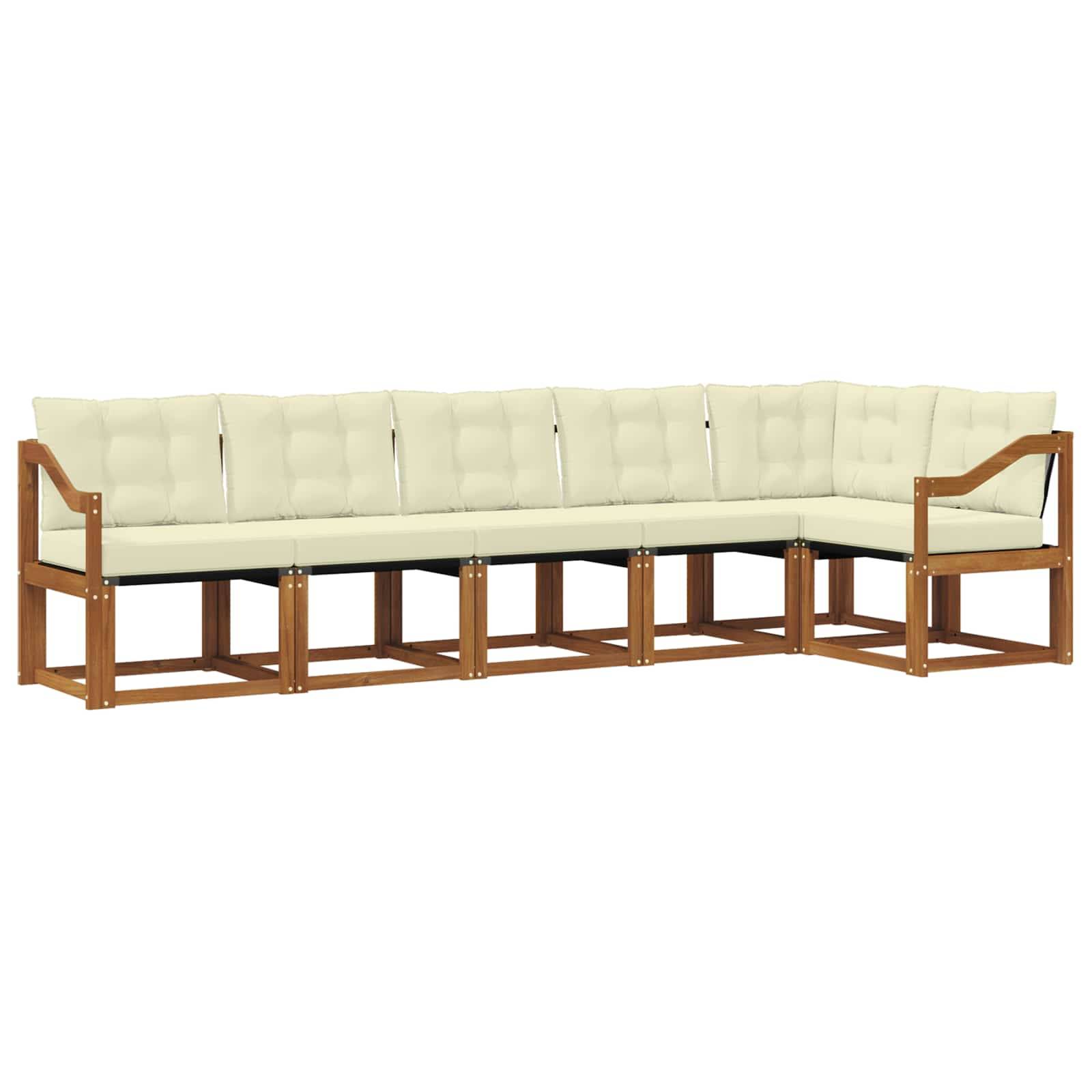 vidaXL Outdoor-Sofagarnitur mit Kissen 6 pcs Natur und Creme