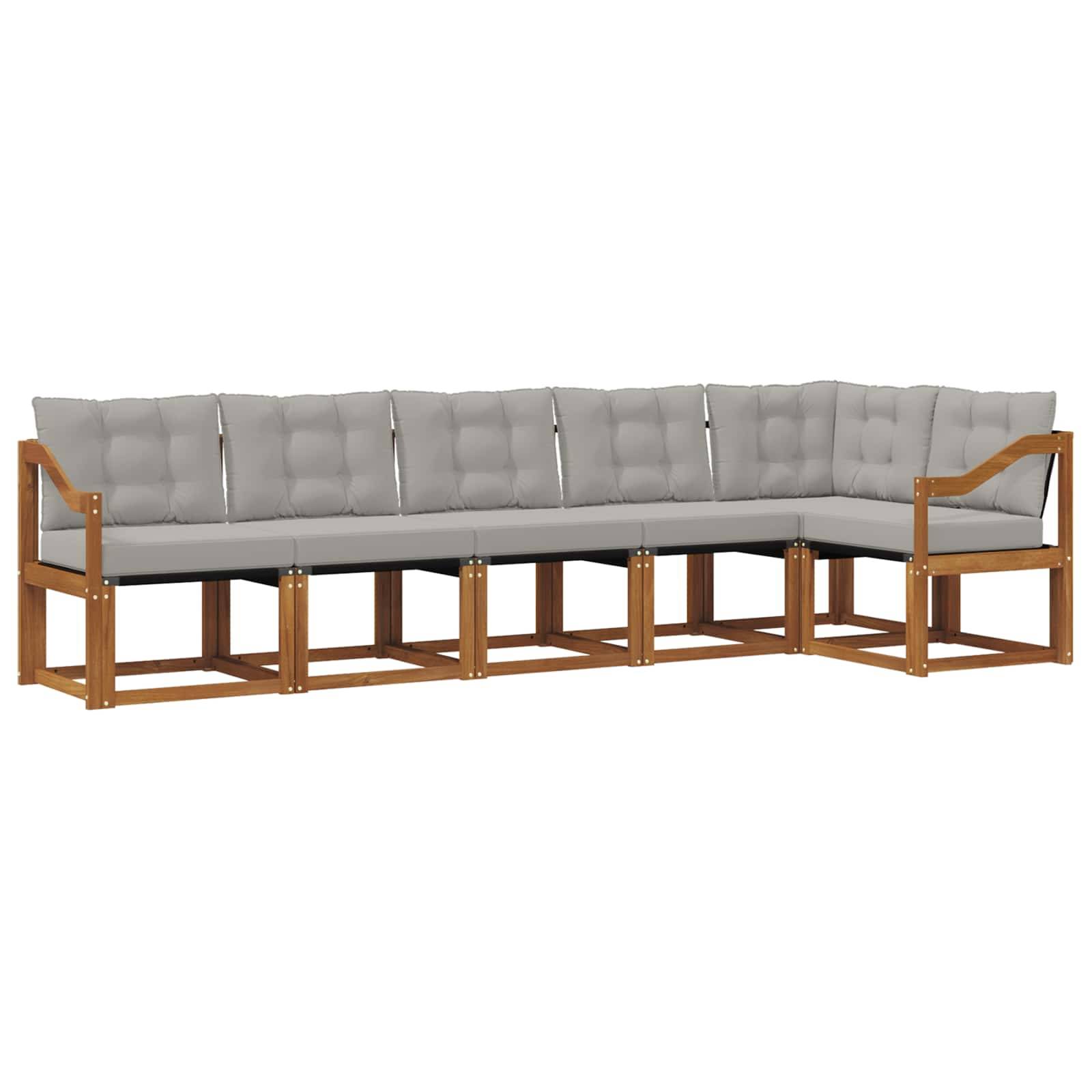vidaXL Outdoor-Sofagarnitur mit Kissen 6 pcs Natürlich und Hellgrau