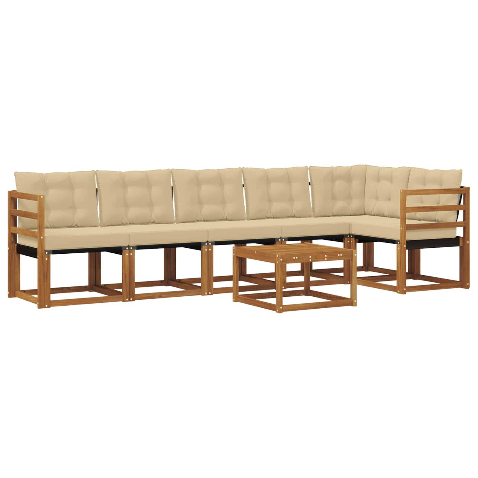 vidaXL Outdoor-Sofagarnitur mit Kissen 7 pcs Natur und Beige