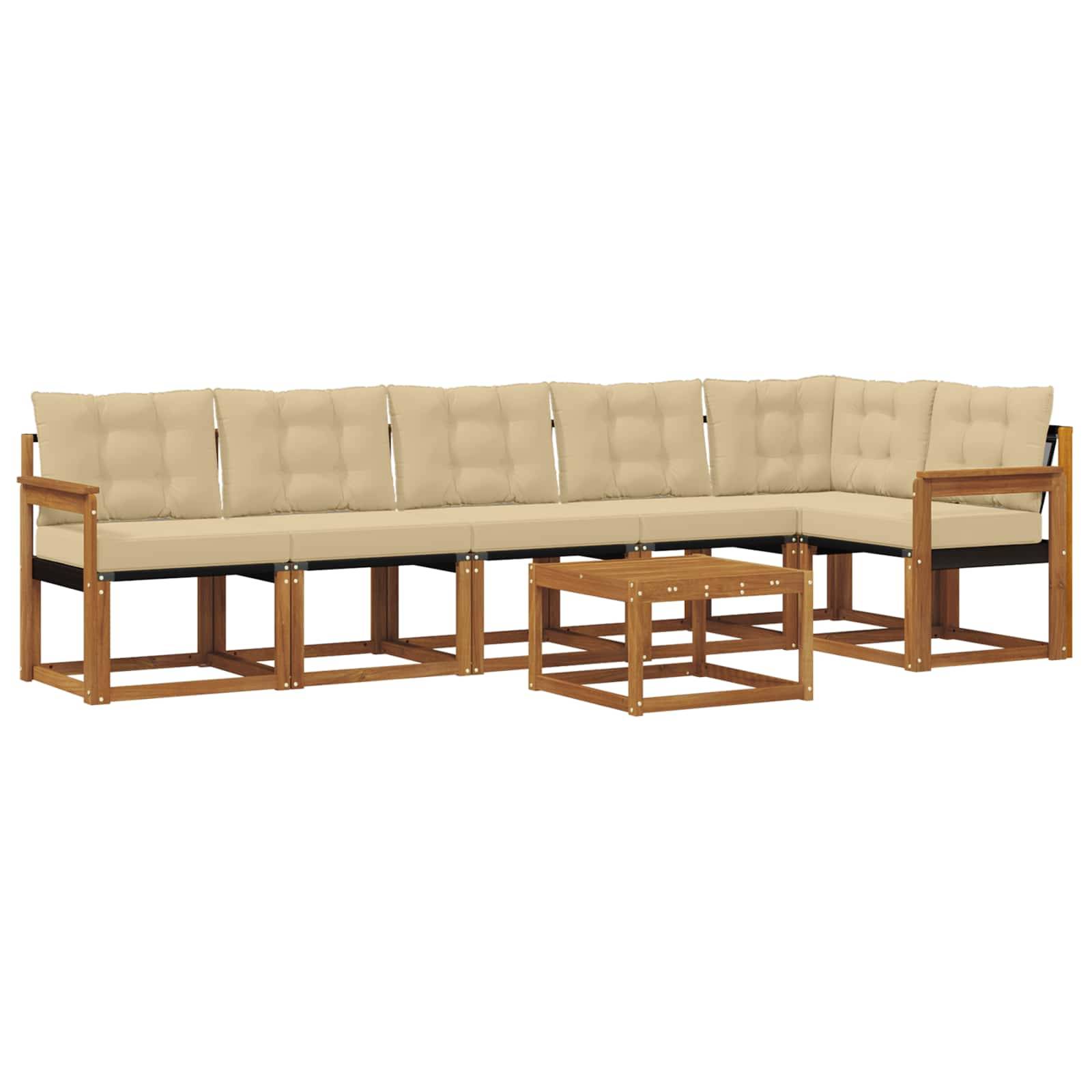 vidaXL Outdoor-Sofagarnitur mit Kissen 7 pcs Natur und Beige