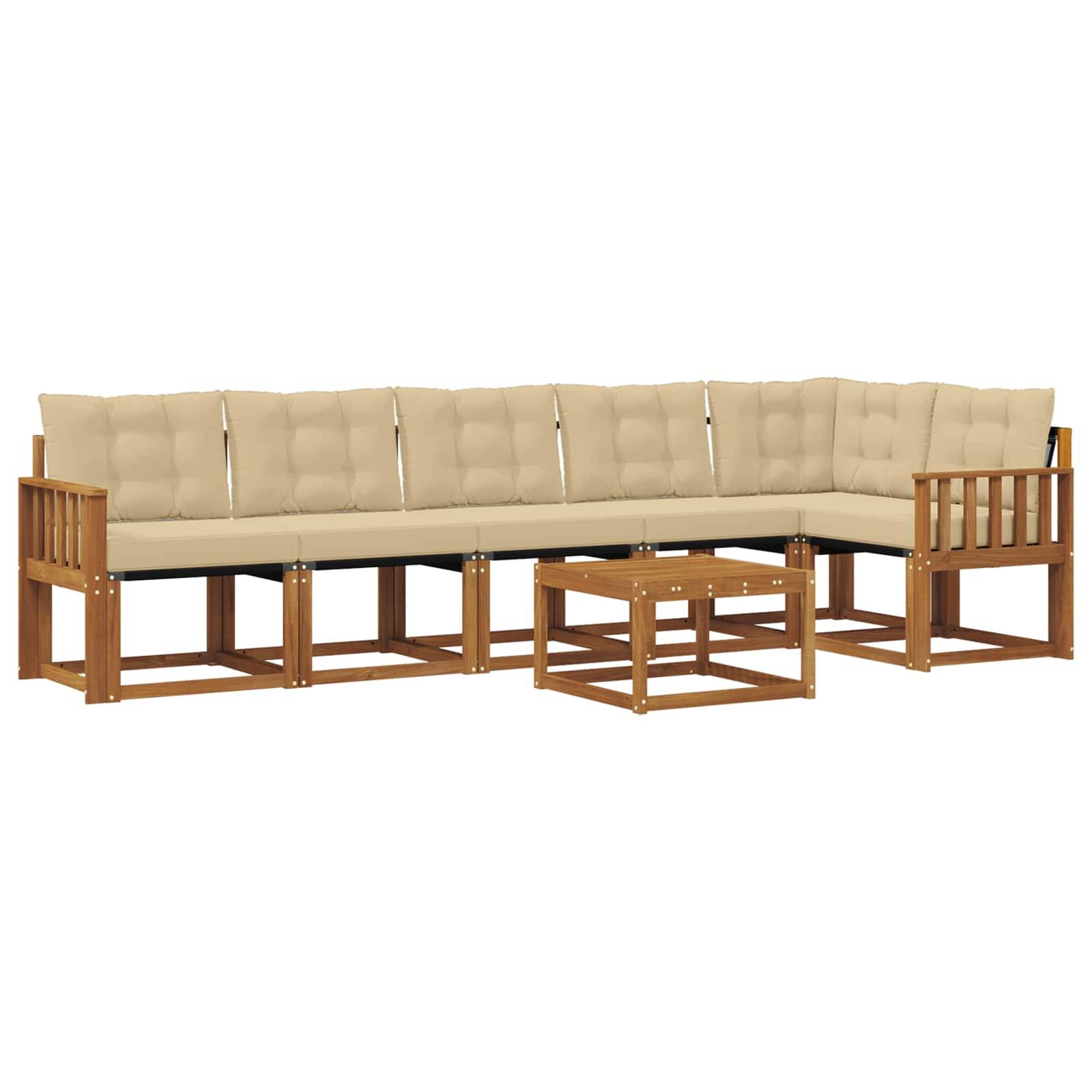 vidaXL Outdoor-Sofagarnitur mit Kissen 7 pcs Natur und Beige