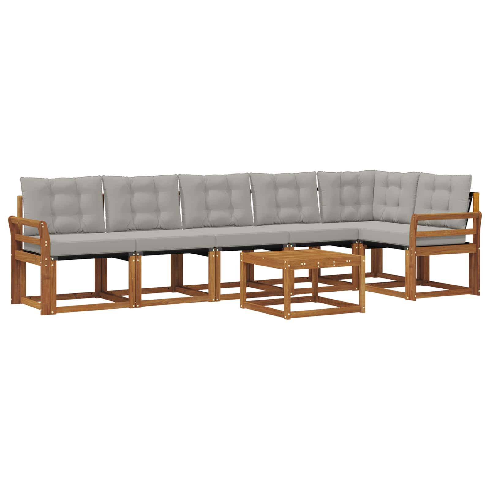 vidaXL Outdoor-Sofagarnitur mit Kissen 7 pcs Natürlich und Hellgrau