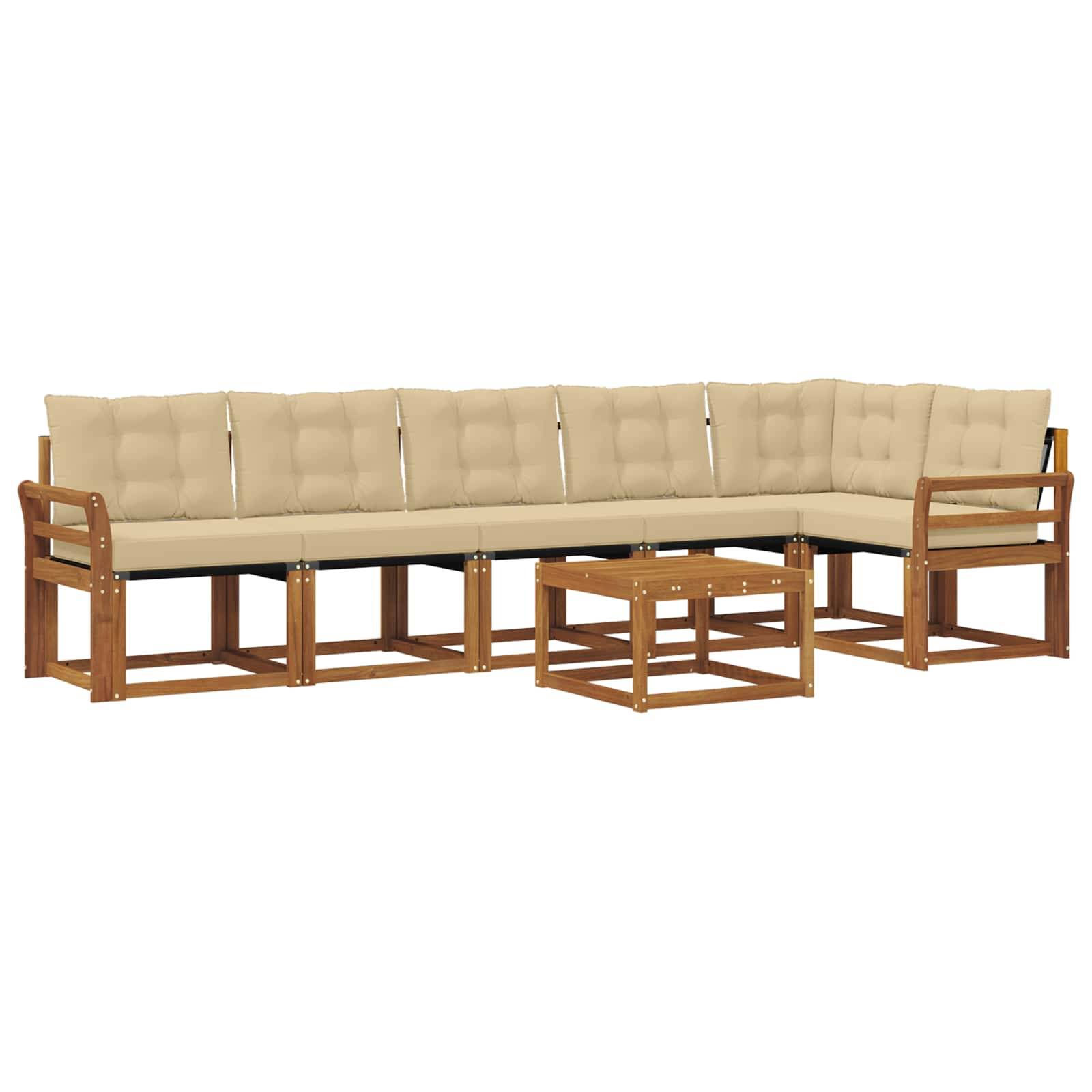 vidaXL Outdoor-Sofagarnitur mit Kissen 7 pcs Natur und Beige