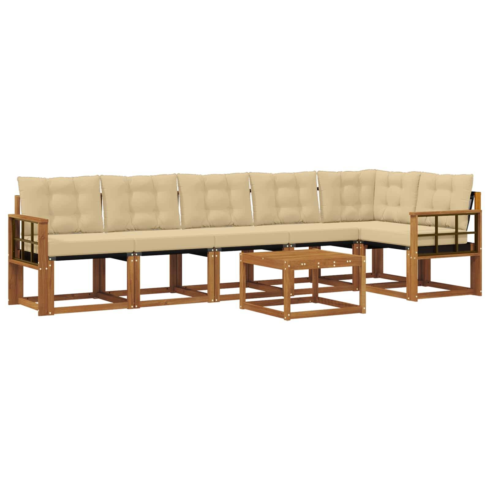 vidaXL Outdoor-Sofagarnitur mit Kissen 7 pcs Natur und Beige