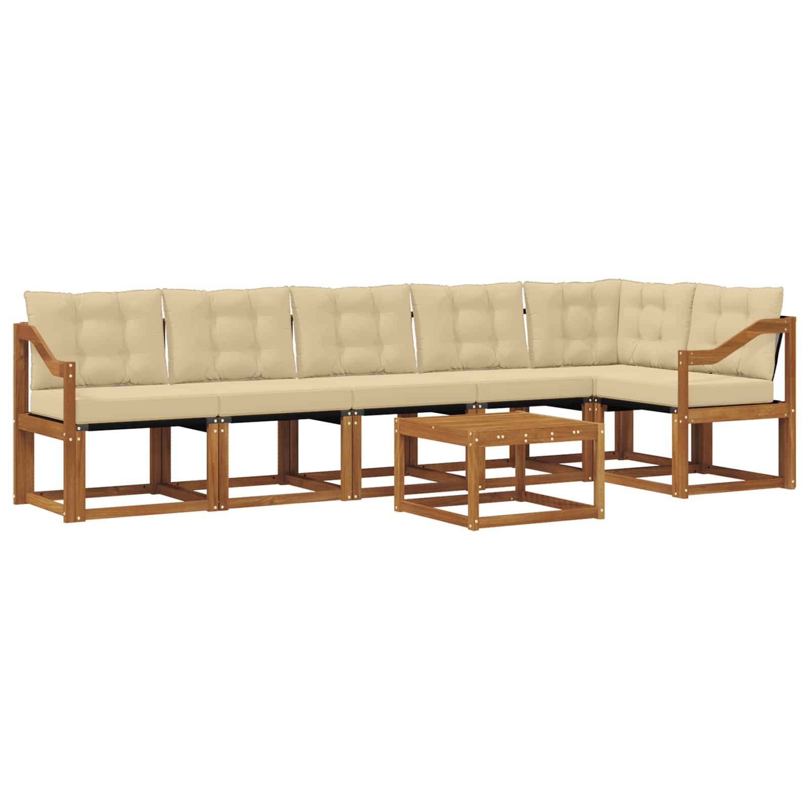 vidaXL Outdoor-Sofagarnitur mit Kissen 7 pcs Natur und Beige