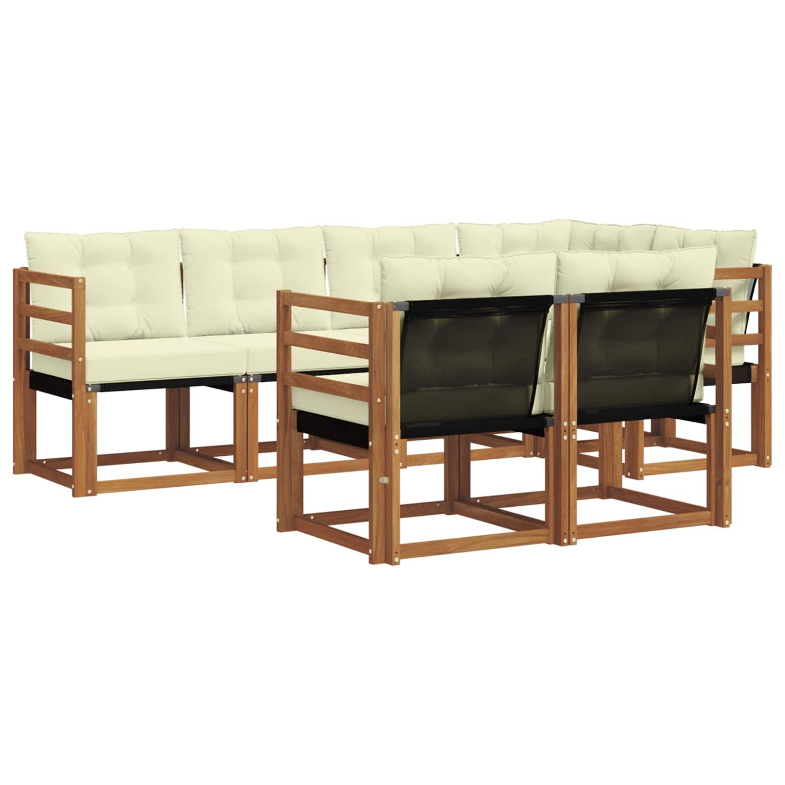 vidaXL Outdoor-Sofagarnitur mit Kissen 7 pcs Natur und Creme