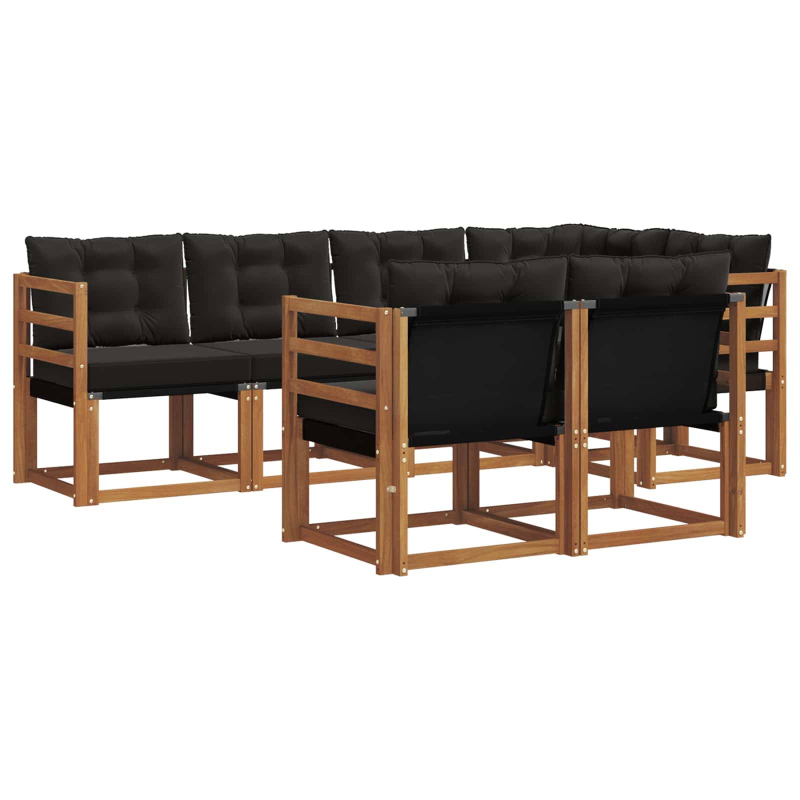 vidaXL Outdoor-Sofagarnitur mit Kissen 7 pcs Natürlich und Schwarz