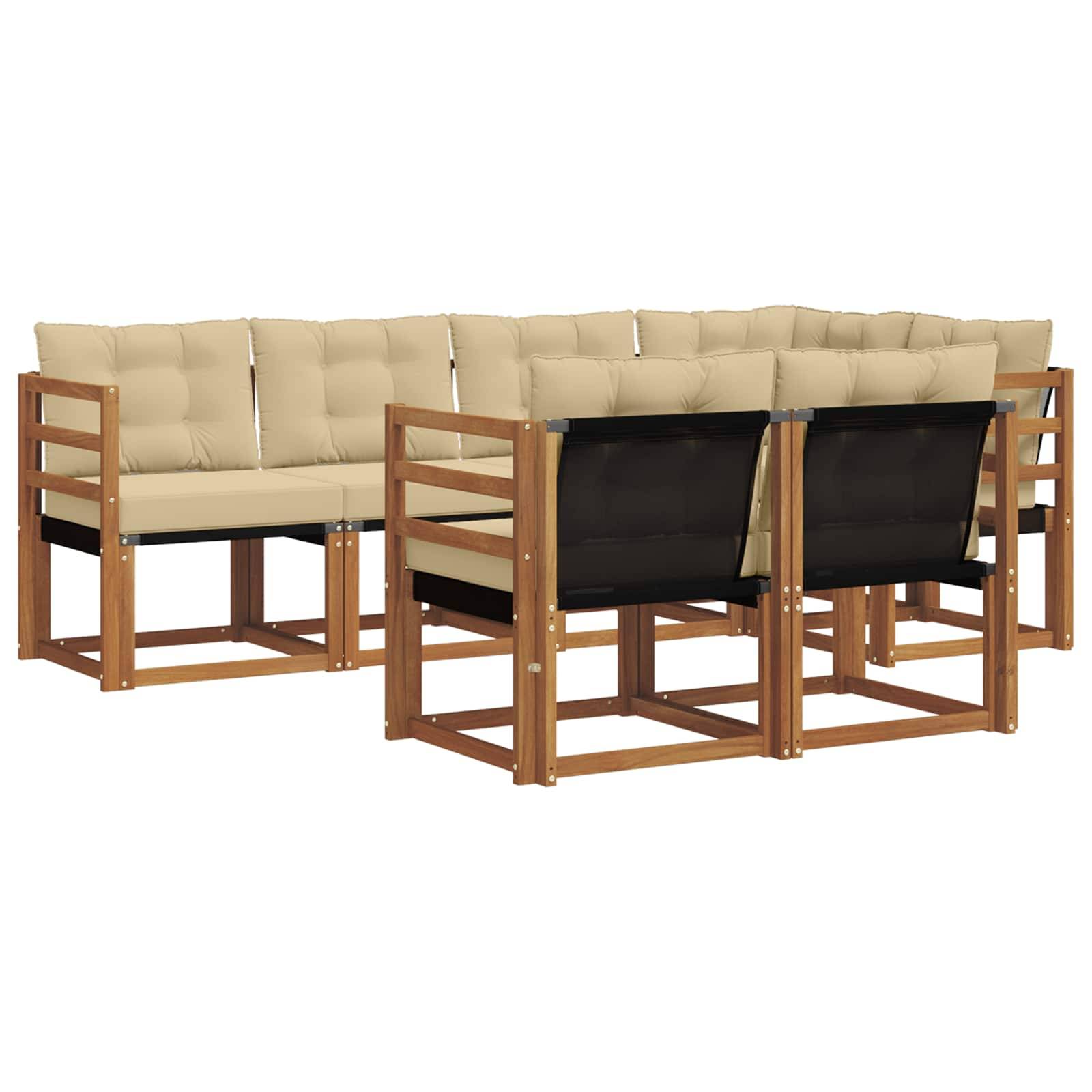vidaXL Outdoor-Sofagarnitur mit Kissen 7 pcs Natur und Beige