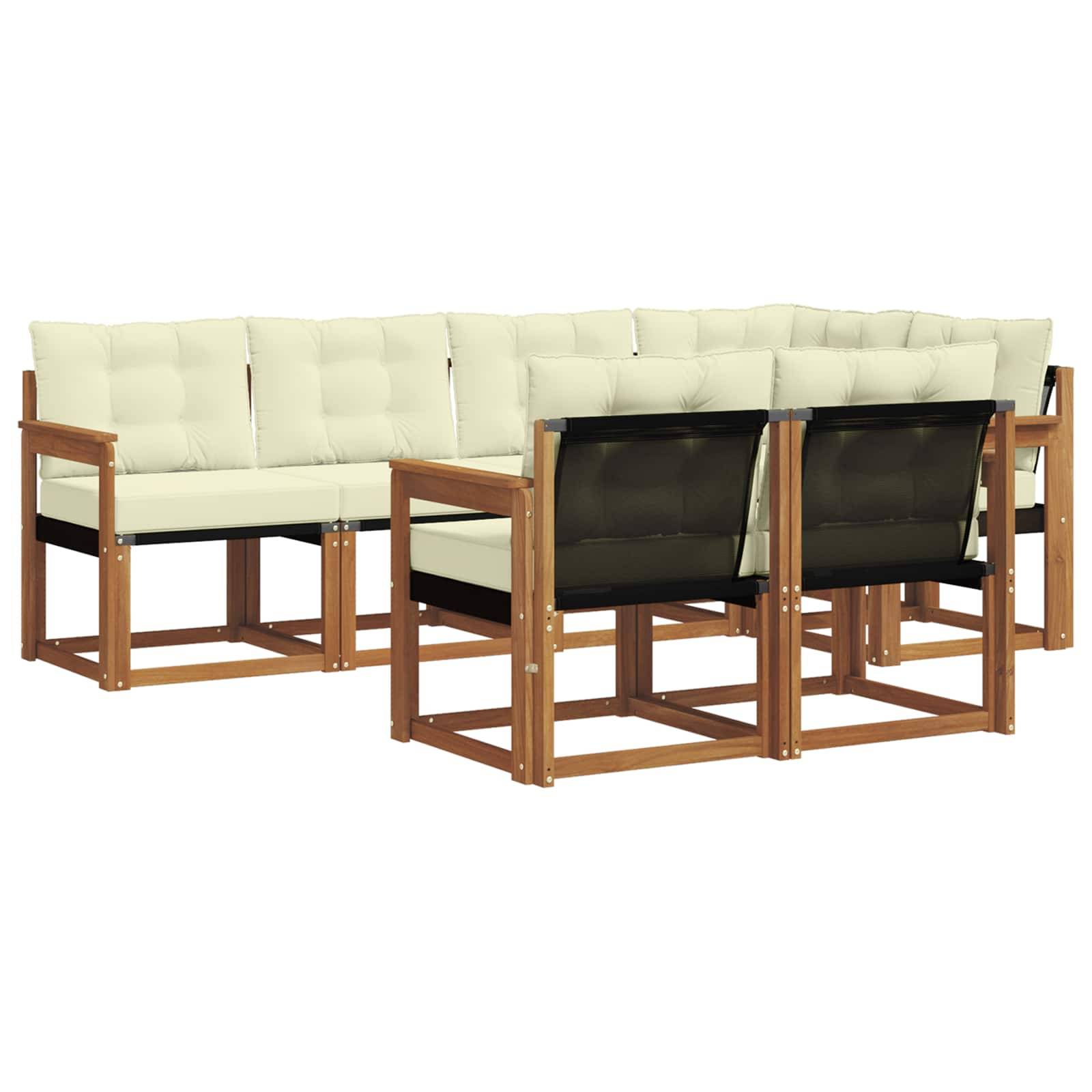 vidaXL Outdoor-Sofagarnitur mit Kissen 7 pcs Natur und Creme