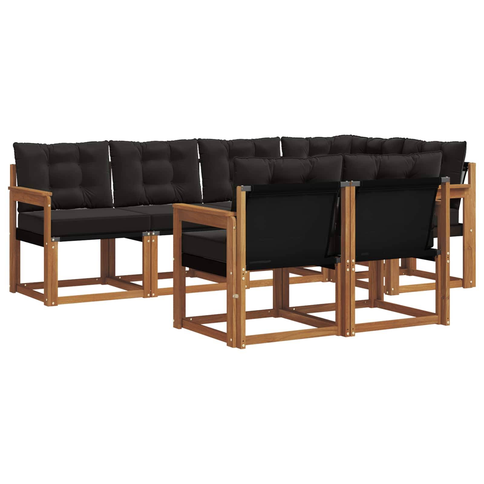 vidaXL Outdoor-Sofagarnitur mit Kissen 7 pcs Natürlich und Schwarz