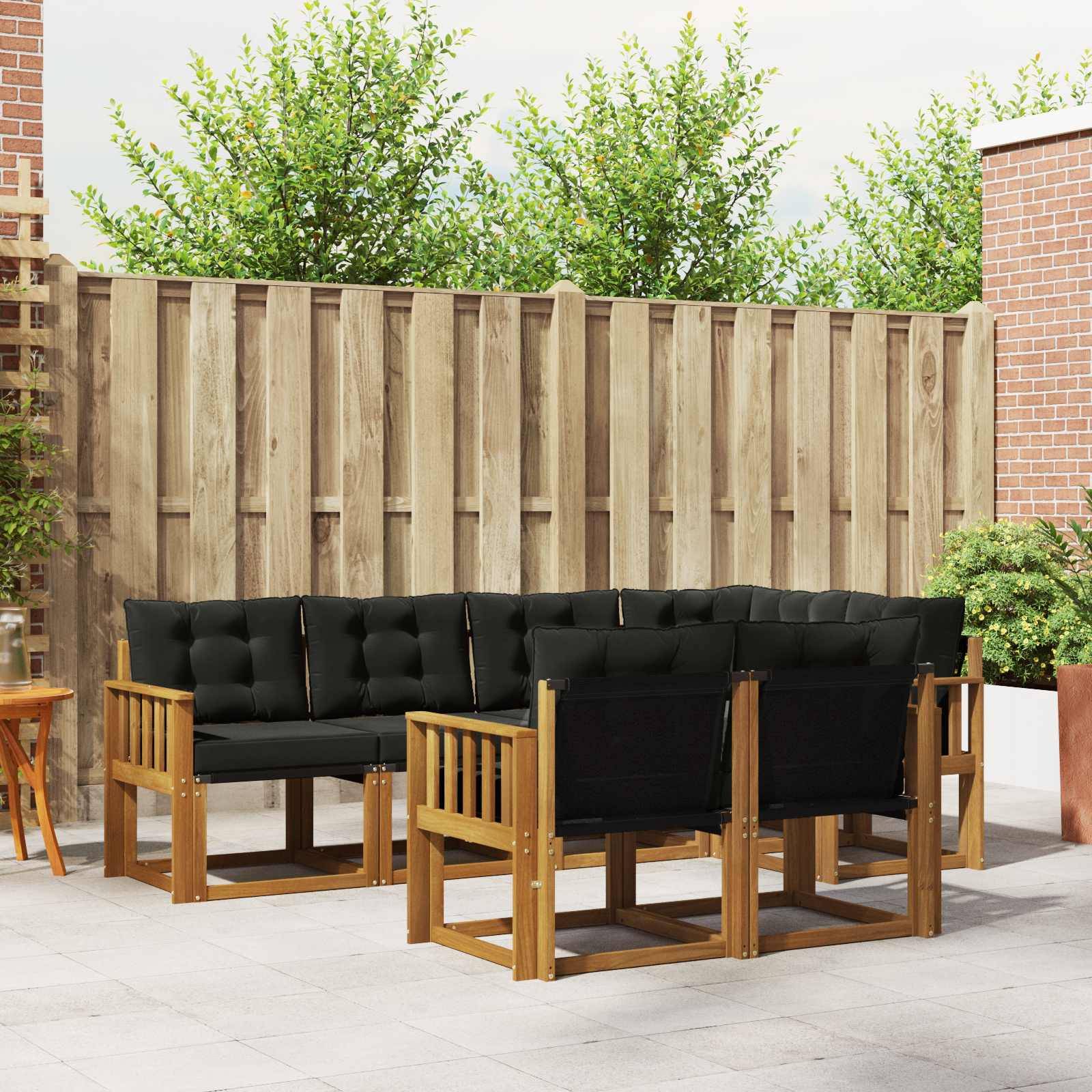 vidaXL Outdoor-Sofagarnitur mit Kissen 7 pcs Natürlich und Schwarz