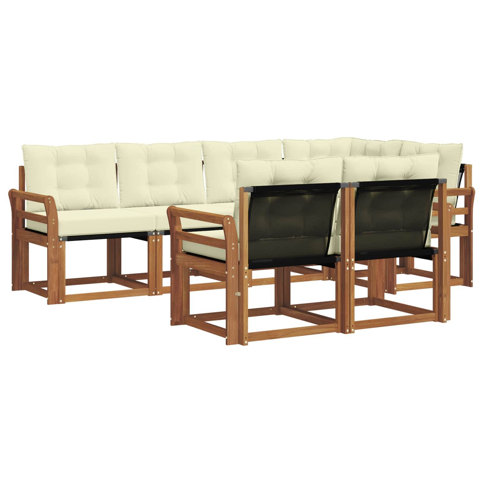 vidaXL Outdoor-Sofagarnitur mit Kissen 7 pcs Natur und Creme