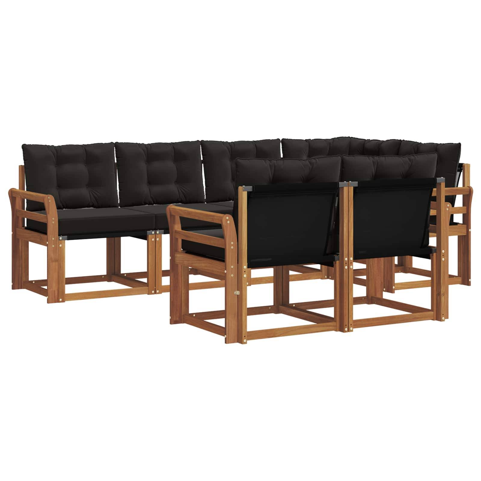 vidaXL Outdoor-Sofagarnitur mit Kissen 7 pcs Natürlich und Schwarz