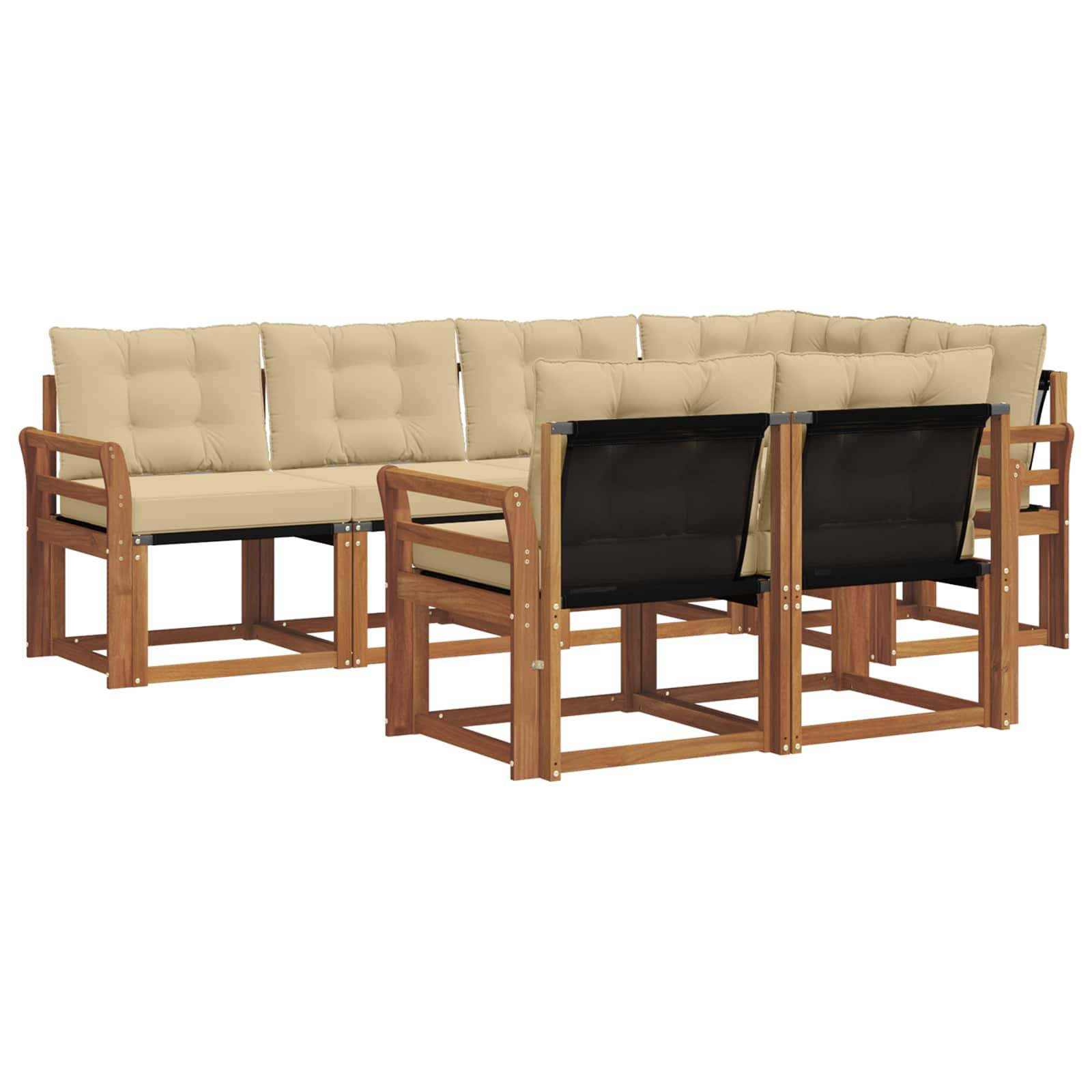vidaXL Outdoor-Sofagarnitur mit Kissen 7 pcs Natur und Beige