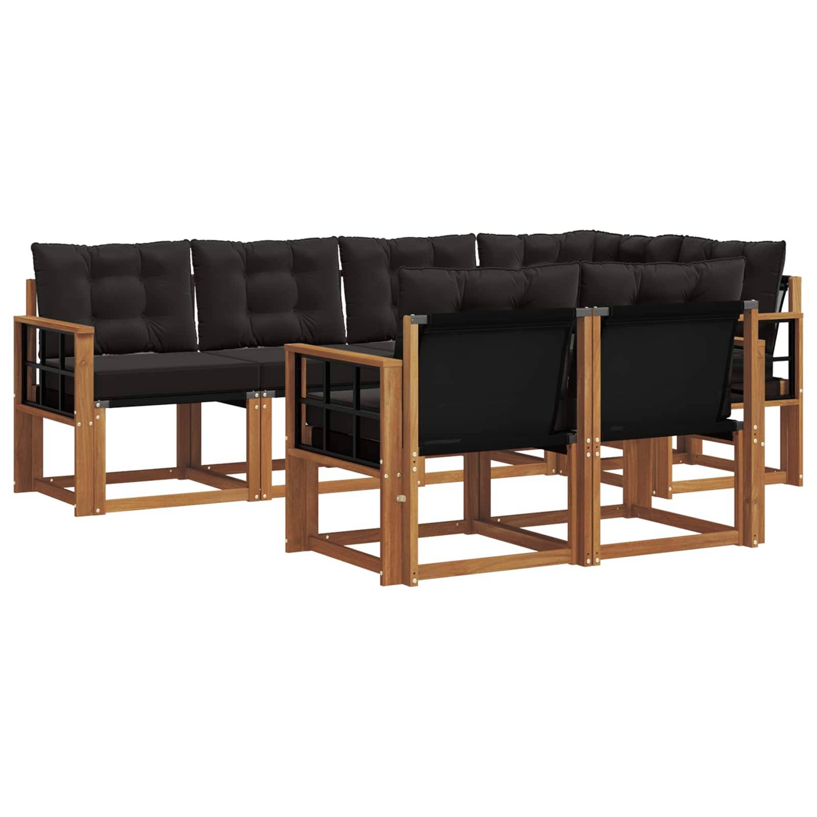 vidaXL Outdoor-Sofagarnitur mit Kissen 7 pcs Natürlich und Schwarz