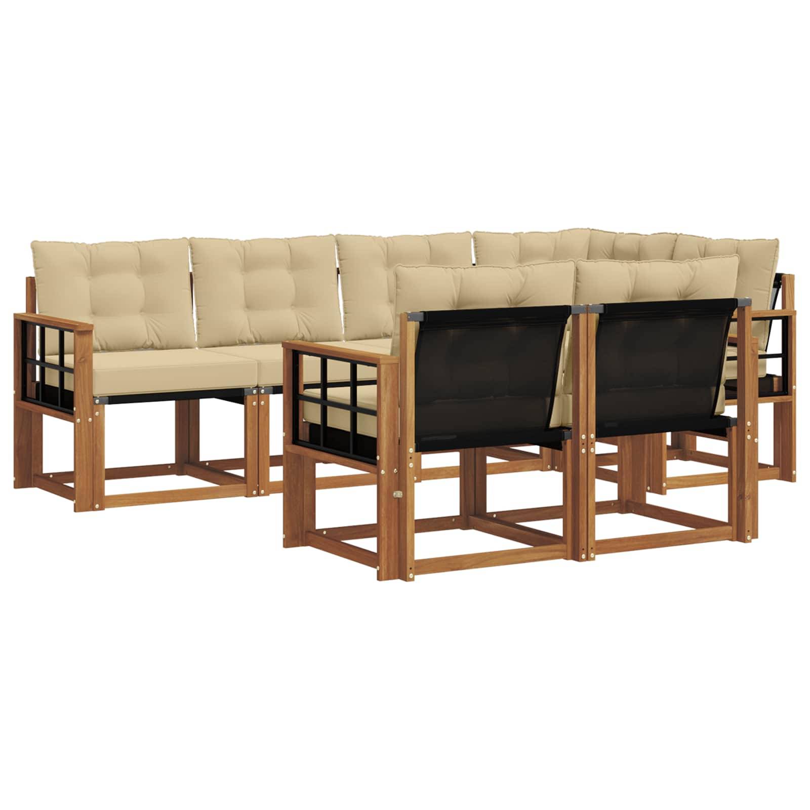 vidaXL Outdoor-Sofagarnitur mit Kissen 7 pcs Natur und Beige