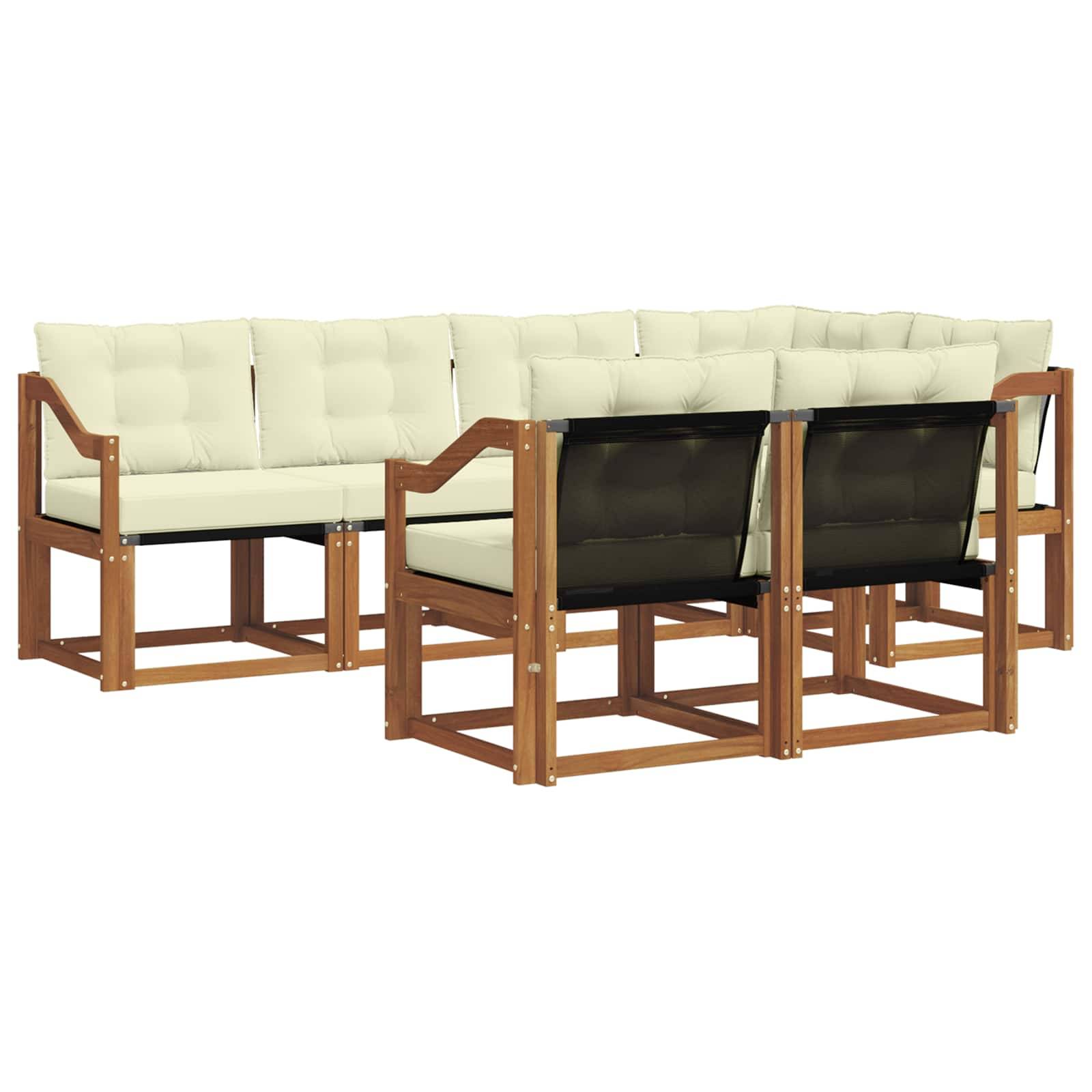 vidaXL Outdoor-Sofagarnitur mit Kissen 7 pcs Natur und Creme