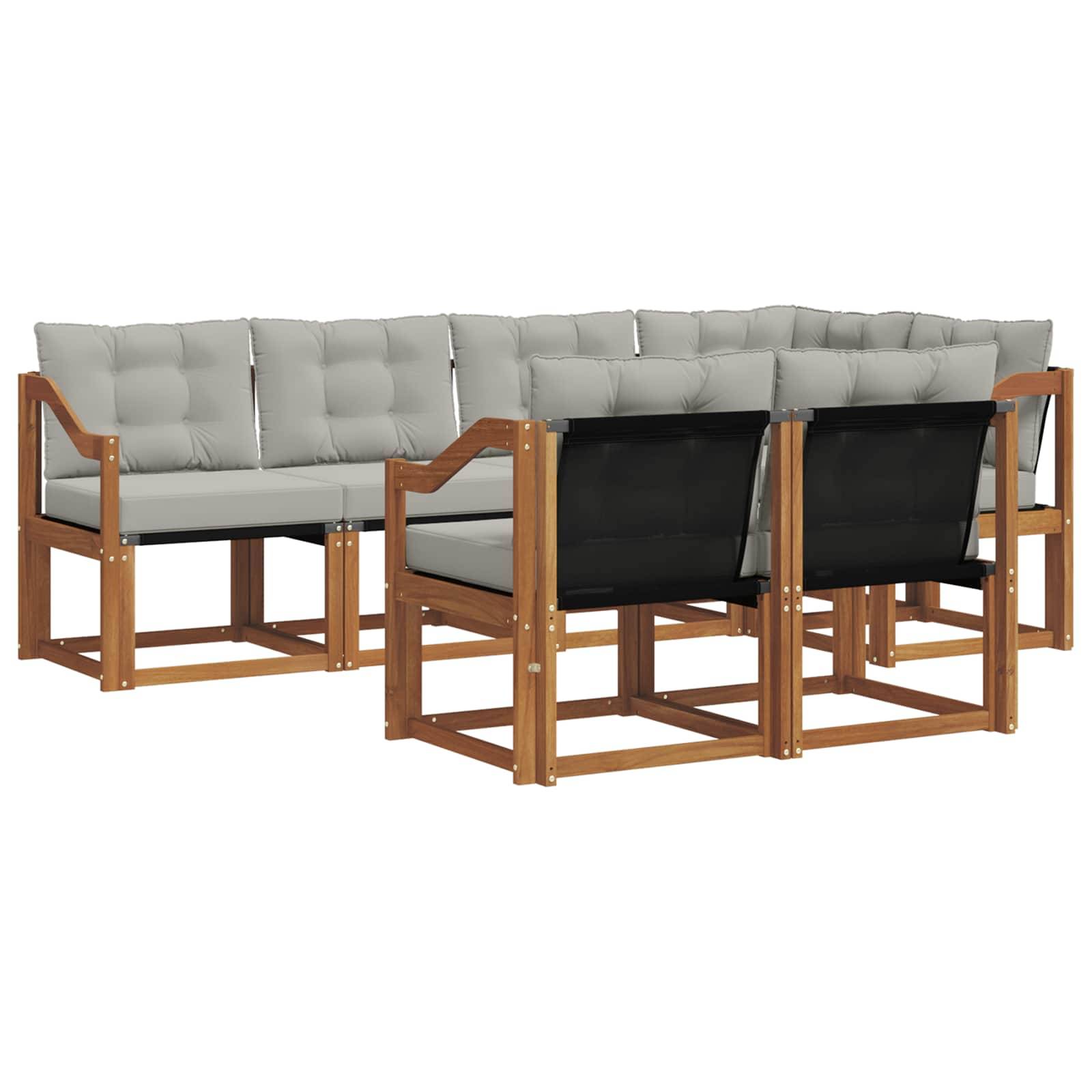 vidaXL Outdoor-Sofagarnitur mit Kissen 7 pcs Natürlich und Hellgrau