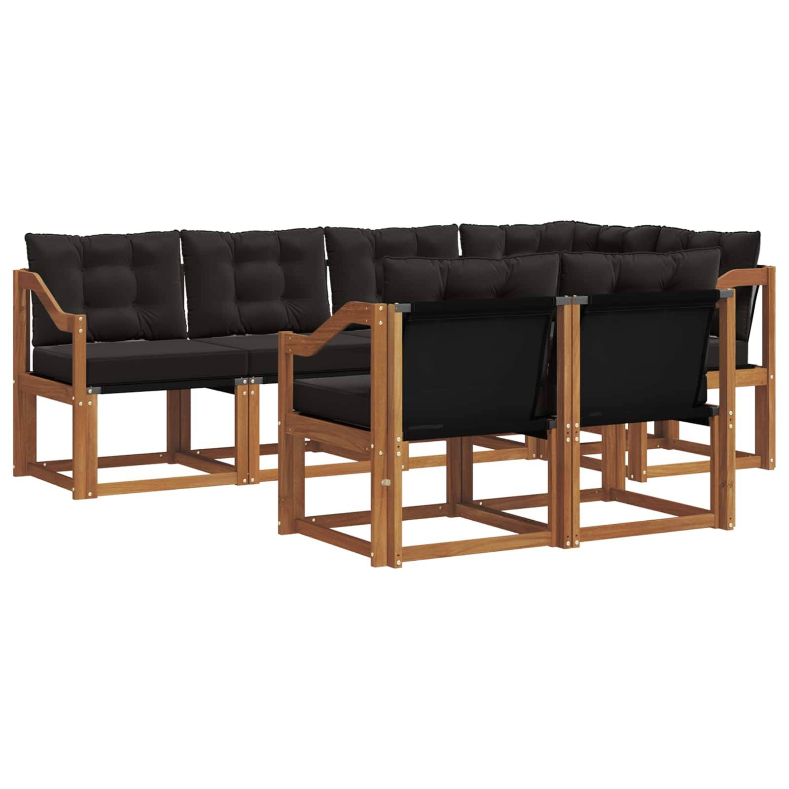 vidaXL Outdoor-Sofagarnitur mit Kissen 7 pcs Natürlich und Schwarz