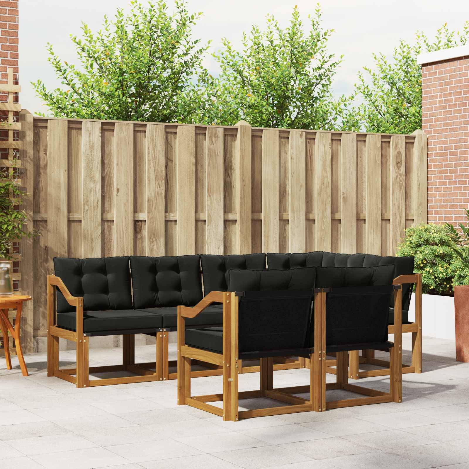 vidaXL Outdoor-Sofagarnitur mit Kissen 7 pcs Natürlich und Schwarz