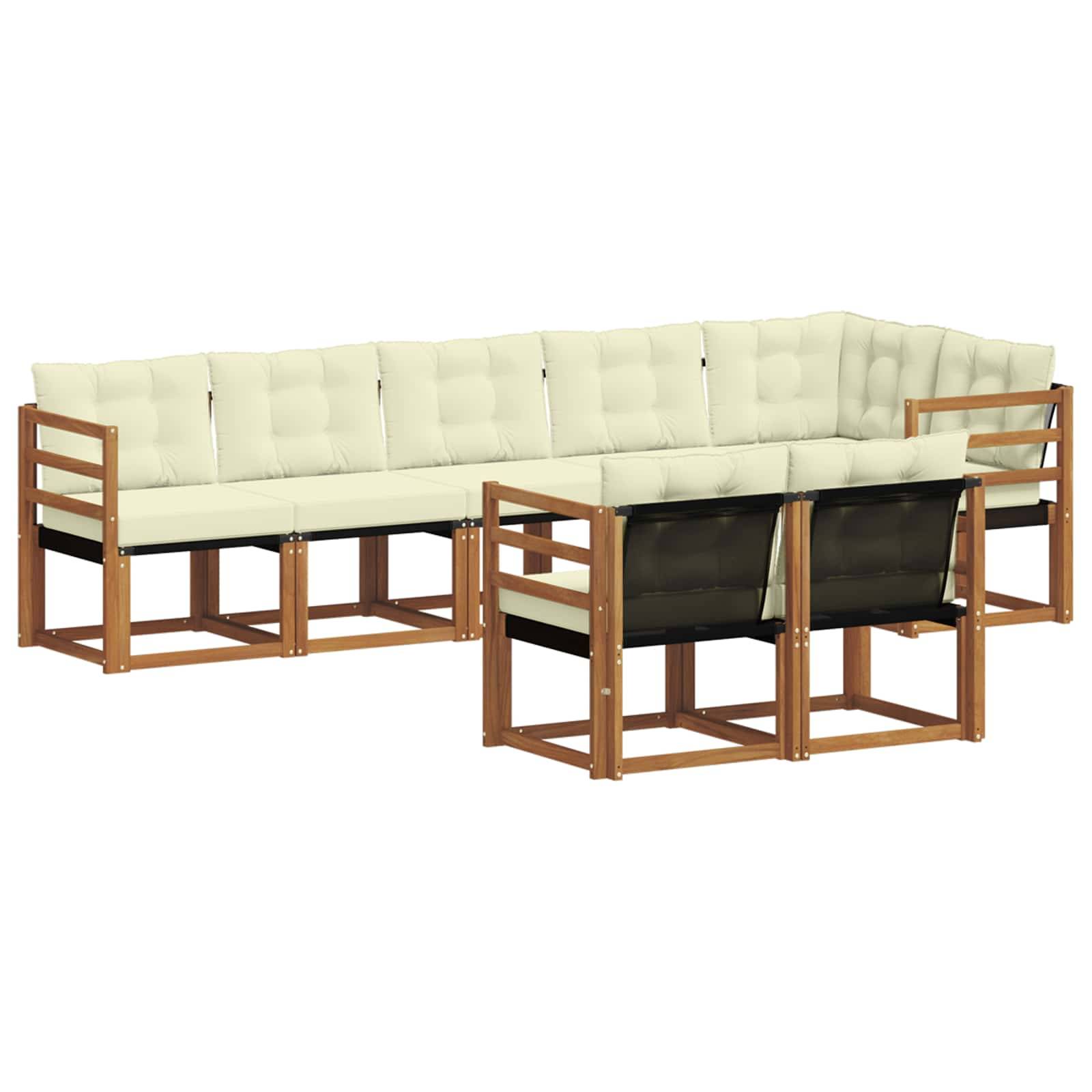 vidaXL Outdoor-Sofagarnitur mit Kissen 8 pcs Natur und Creme