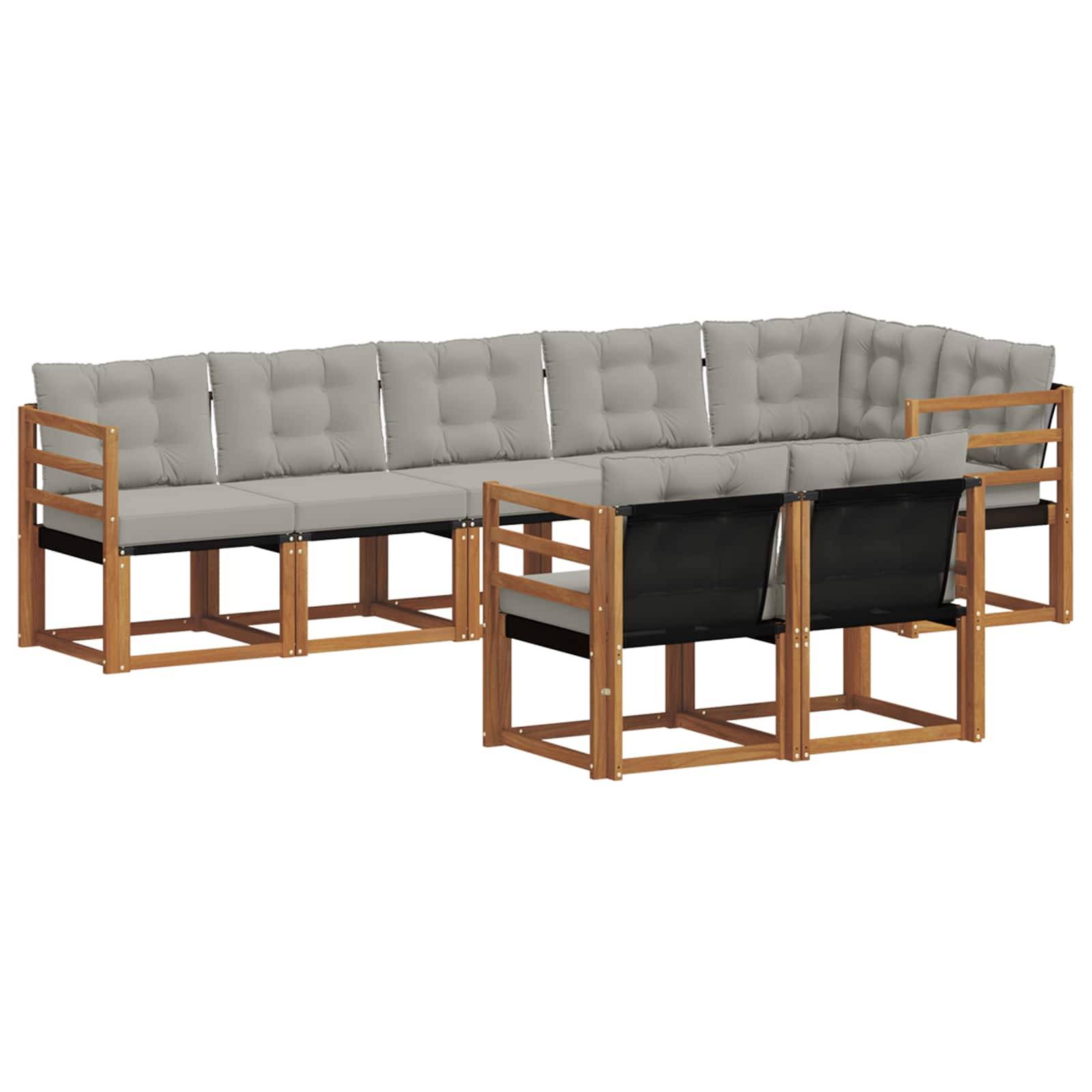 vidaXL Outdoor-Sofagarnitur mit Kissen 8 pcs Natürlich und Hellgrau