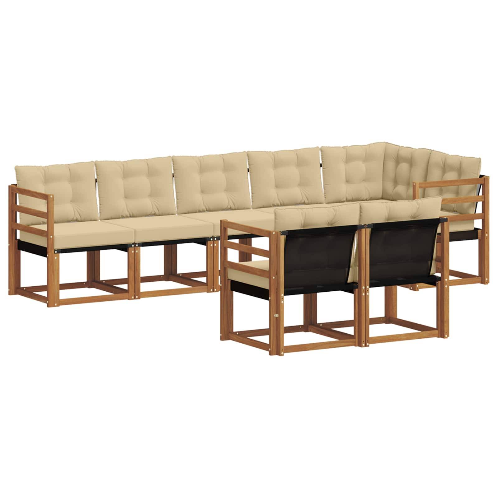 vidaXL Outdoor-Sofagarnitur mit Kissen 8 pcs Natur und Beige