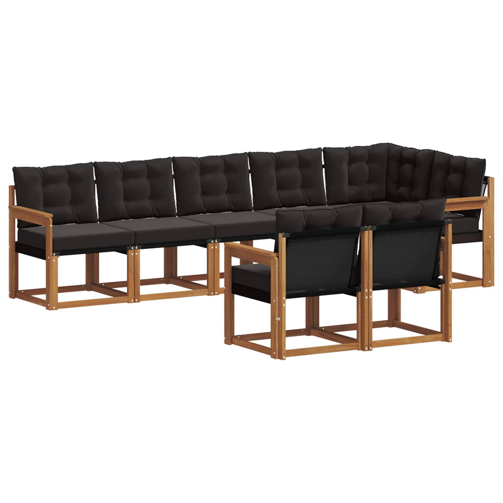 vidaXL Outdoor-Sofagarnitur mit Kissen 8 pcs Natürlich und Schwarz