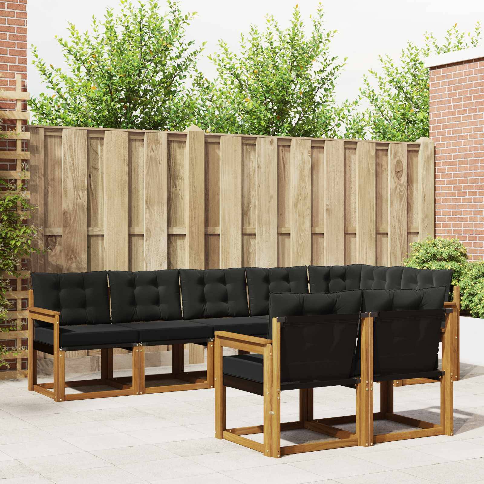 vidaXL Outdoor-Sofagarnitur mit Kissen 8 pcs Natürlich und Schwarz