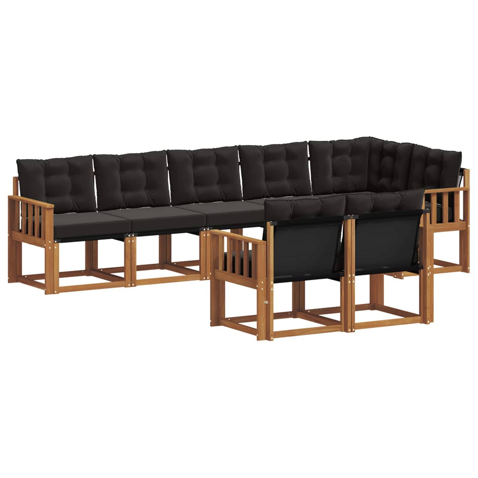 vidaXL Outdoor-Sofagarnitur mit Kissen 8 pcs Natürlich und Schwarz