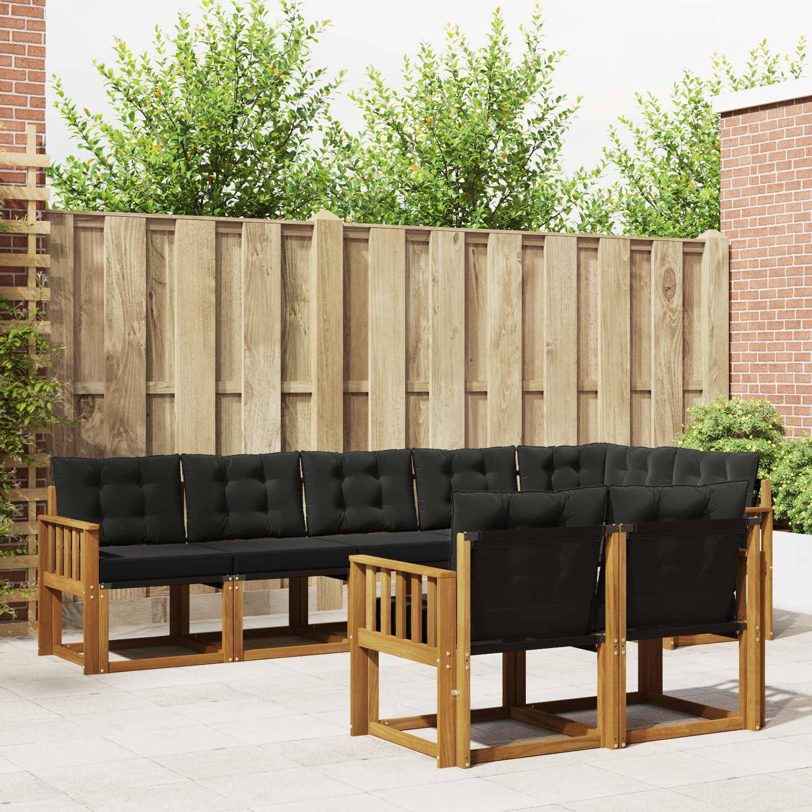 vidaXL Outdoor-Sofagarnitur mit Kissen 8 pcs Natürlich und Schwarz