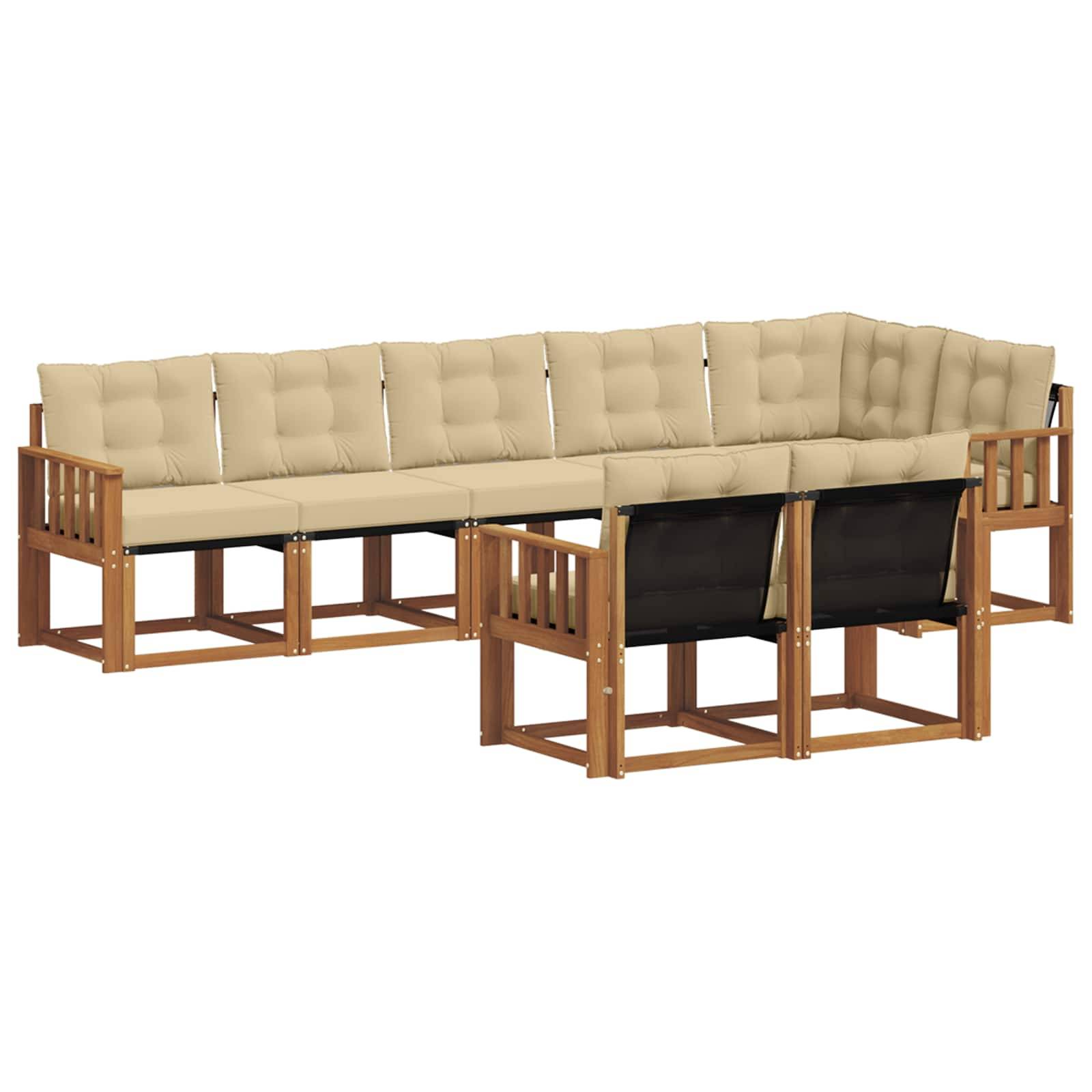 vidaXL Outdoor-Sofagarnitur mit Kissen 8 pcs Natur und Beige