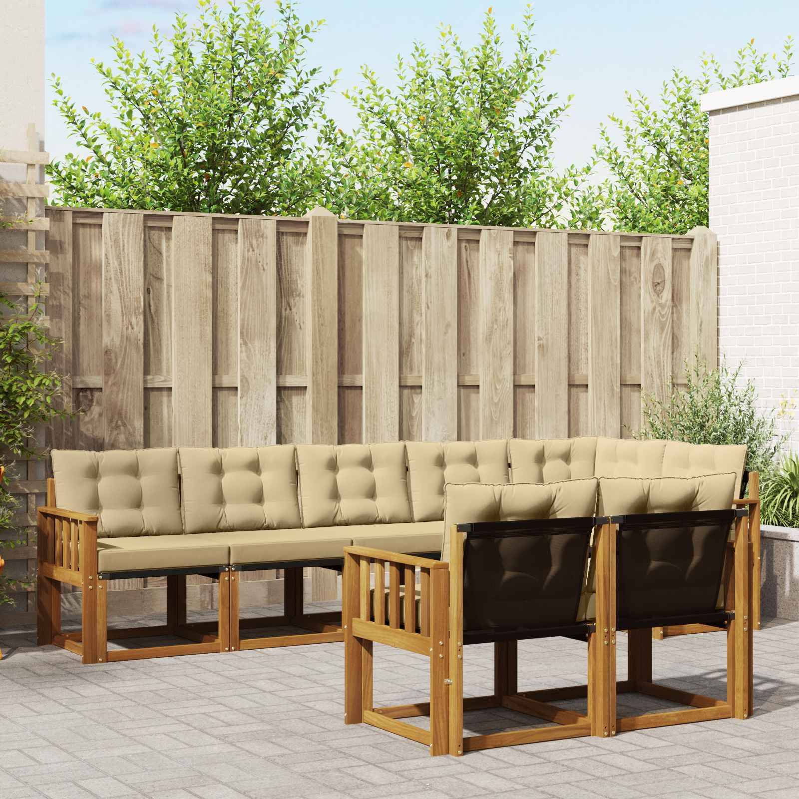 vidaXL Outdoor-Sofagarnitur mit Kissen 8 pcs Natur und Beige