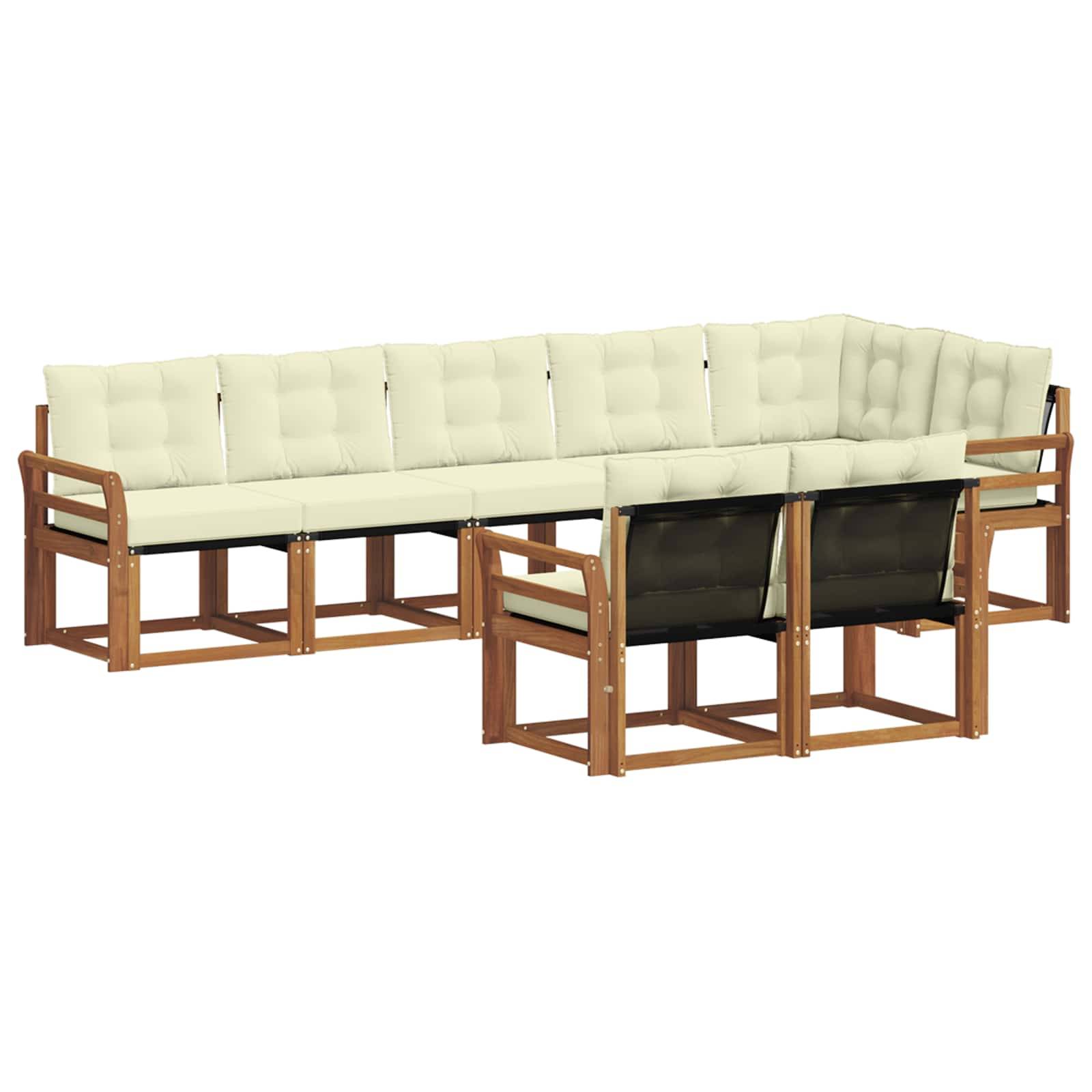 vidaXL Outdoor-Sofagarnitur mit Kissen 8 pcs Natur und Creme
