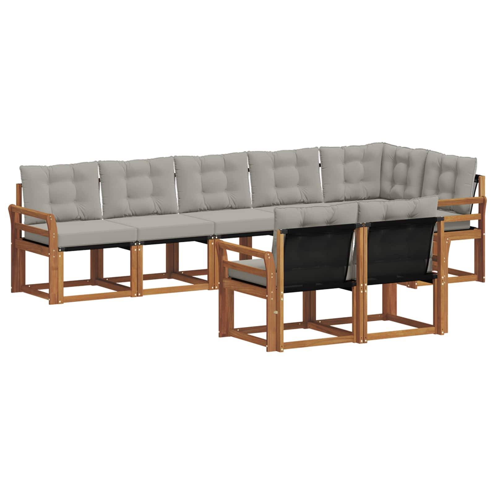 vidaXL Outdoor-Sofagarnitur mit Kissen 8 pcs Natürlich und Hellgrau