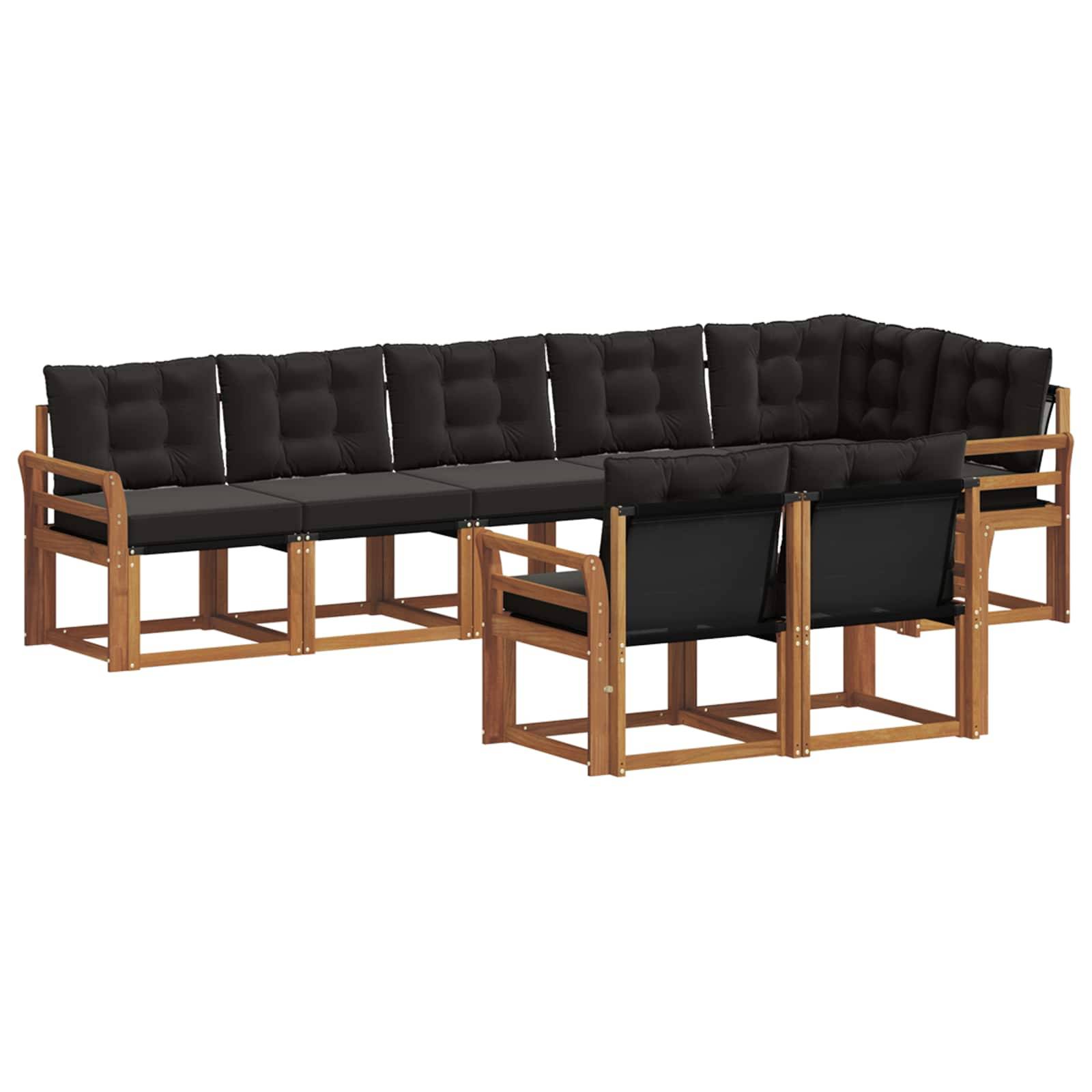 vidaXL Outdoor-Sofagarnitur mit Kissen 8 pcs Natürlich und Schwarz
