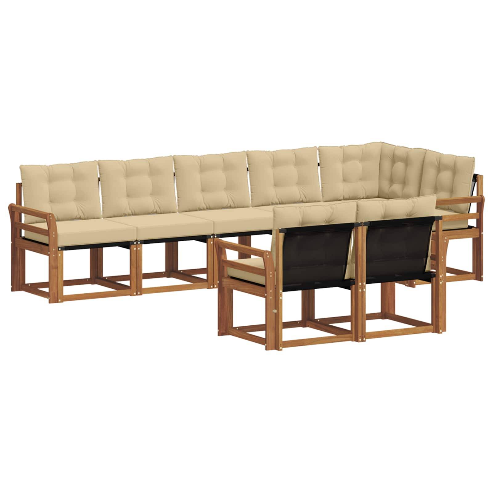 vidaXL Outdoor-Sofagarnitur mit Kissen 8 pcs Natur und Beige