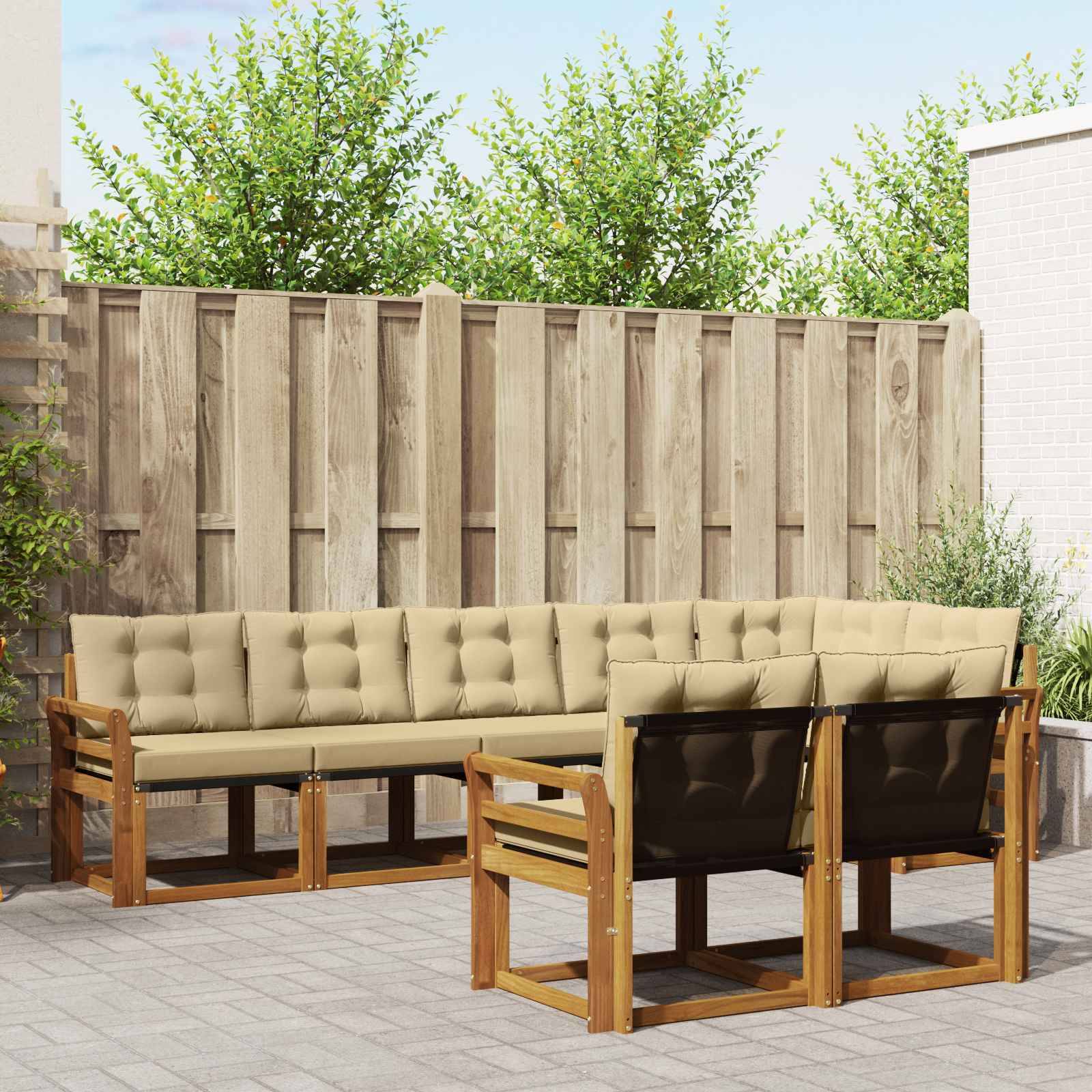 vidaXL Outdoor-Sofagarnitur mit Kissen 8 pcs Natur und Beige