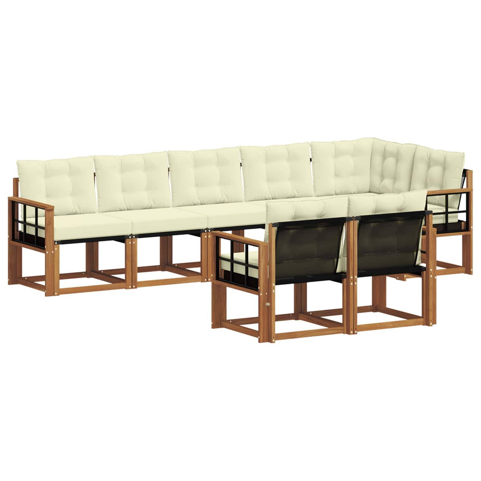 vidaXL Outdoor-Sofagarnitur mit Kissen 8 pcs Natur und Creme