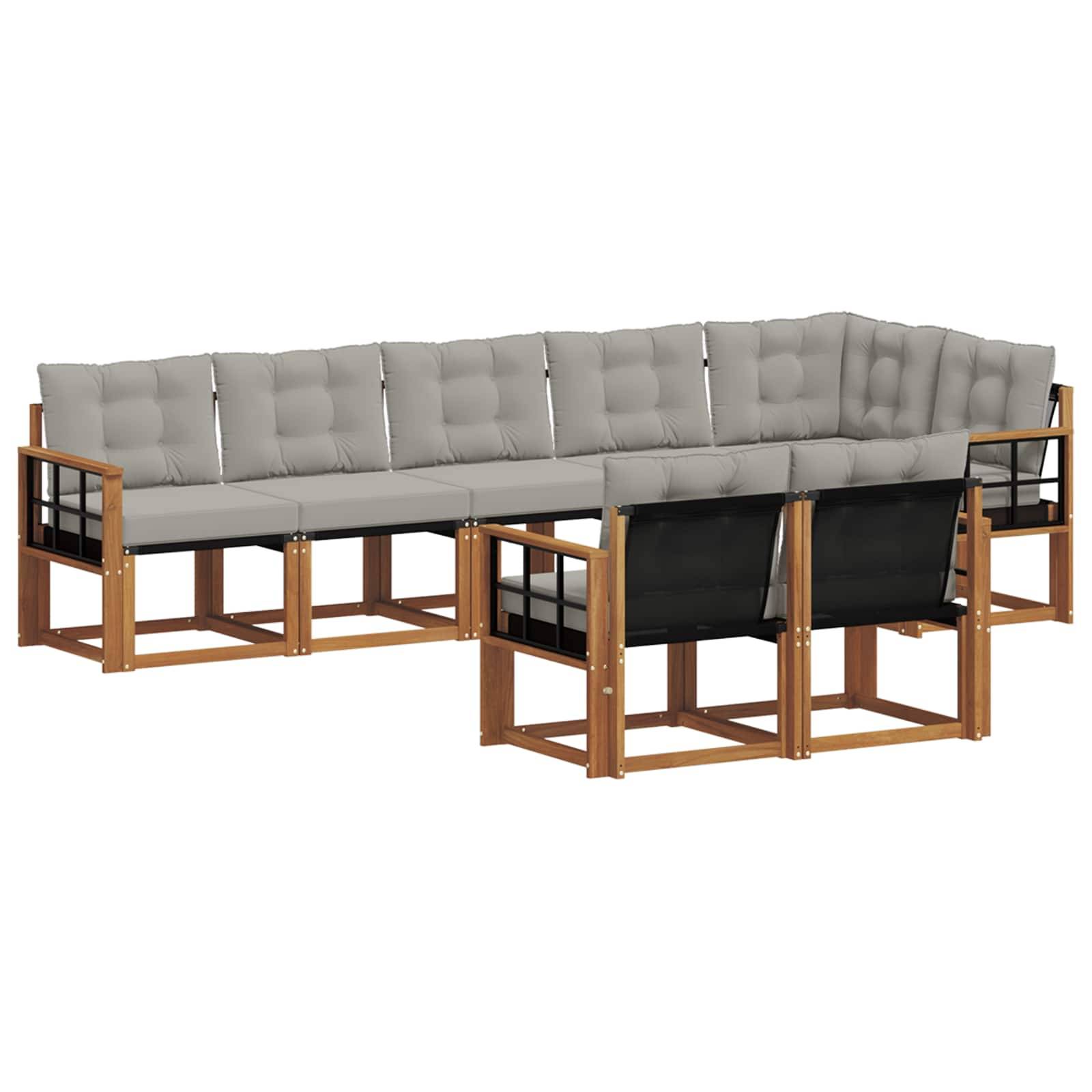vidaXL Outdoor-Sofagarnitur mit Kissen 8 pcs Natürlich und Hellgrau