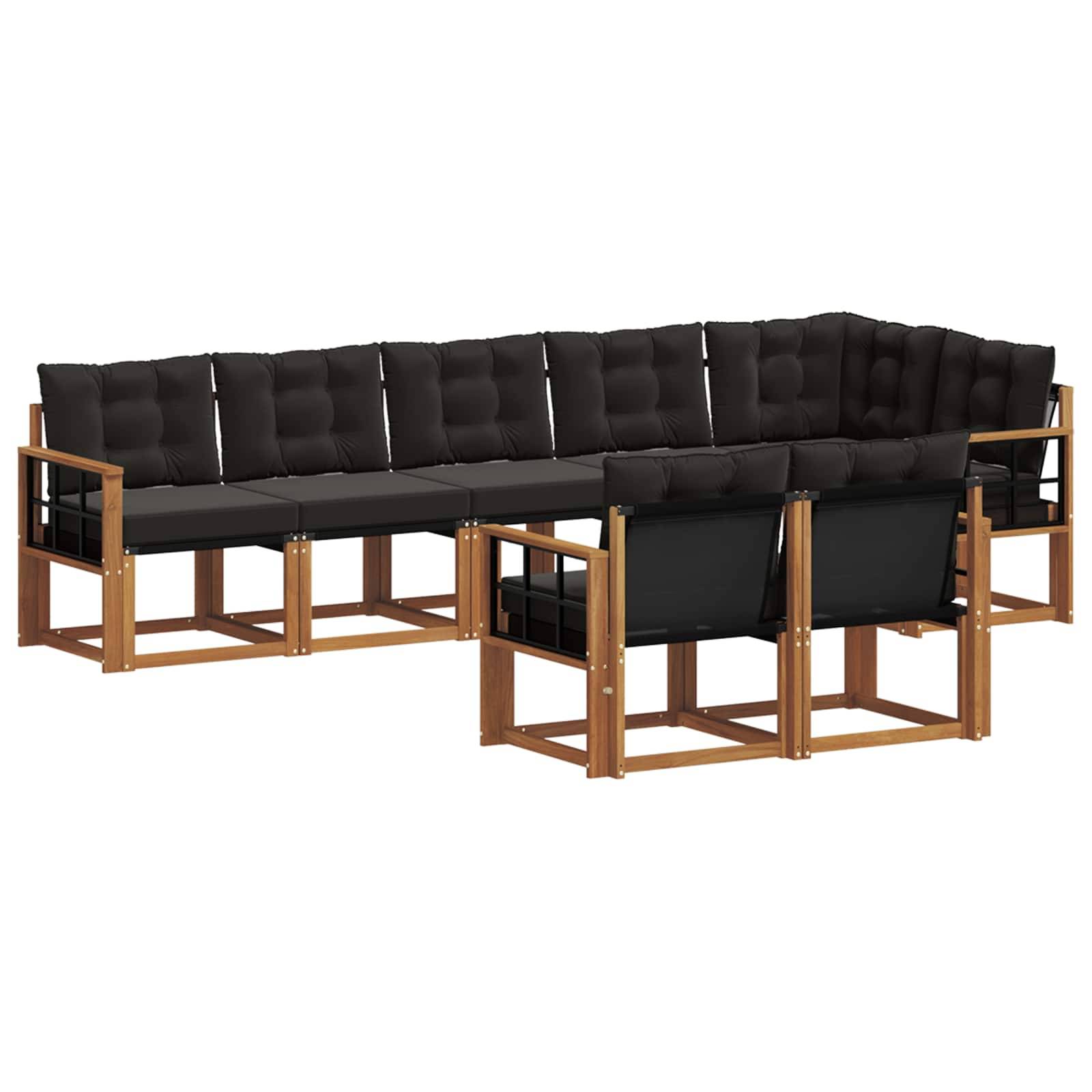 vidaXL Outdoor-Sofagarnitur mit Kissen 8 pcs Natürlich und Schwarz
