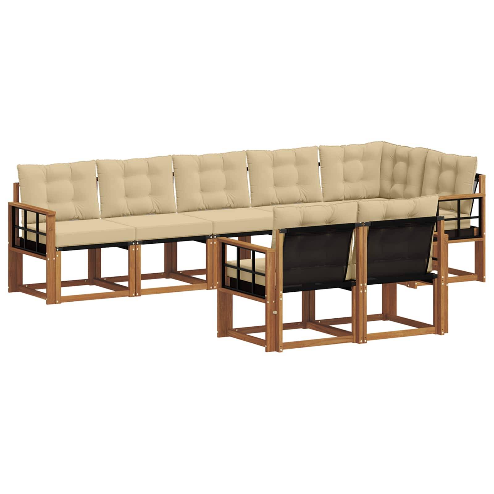 vidaXL Outdoor-Sofagarnitur mit Kissen 8 pcs Natur und Beige