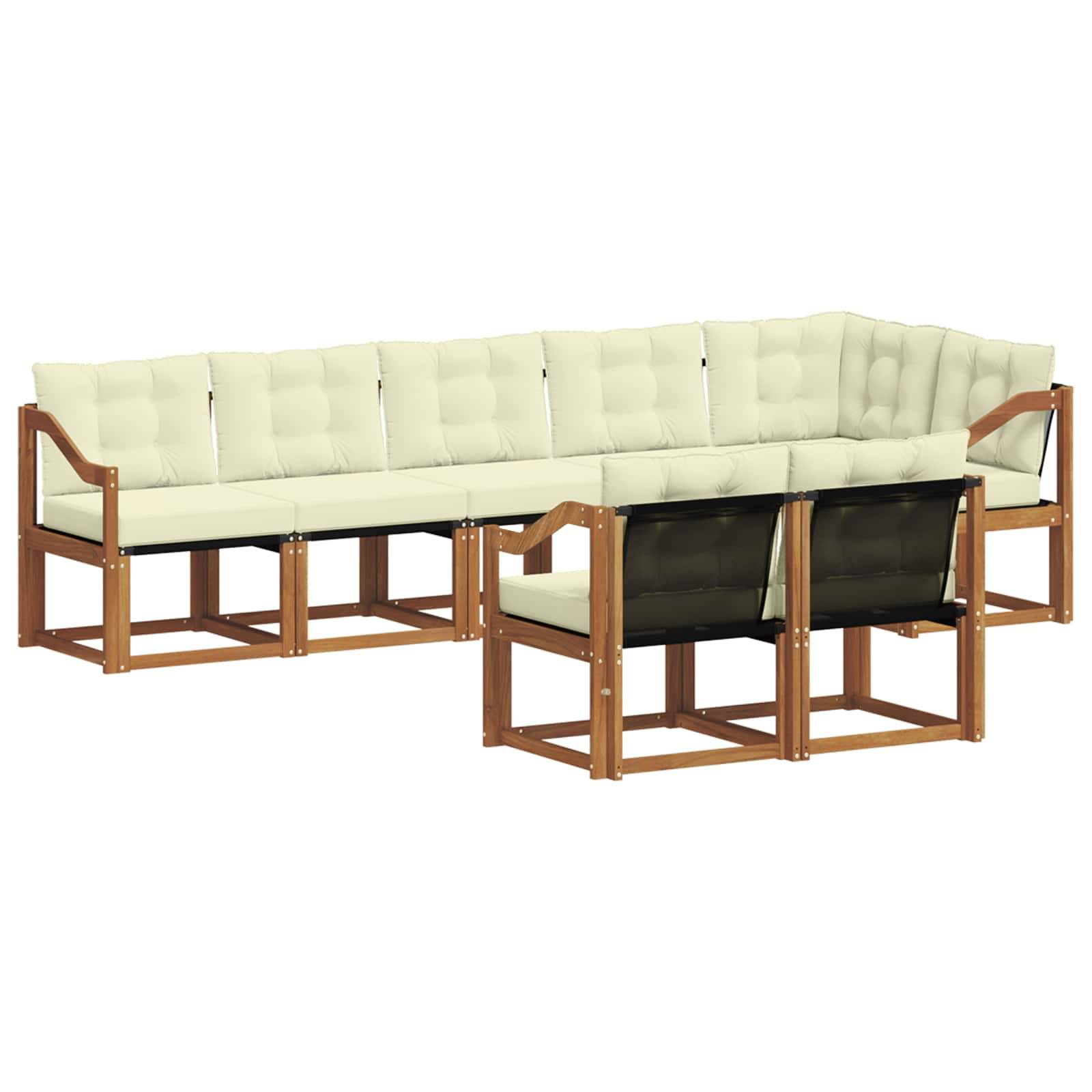 vidaXL Outdoor-Sofagarnitur mit Kissen 8 pcs Natur und Creme