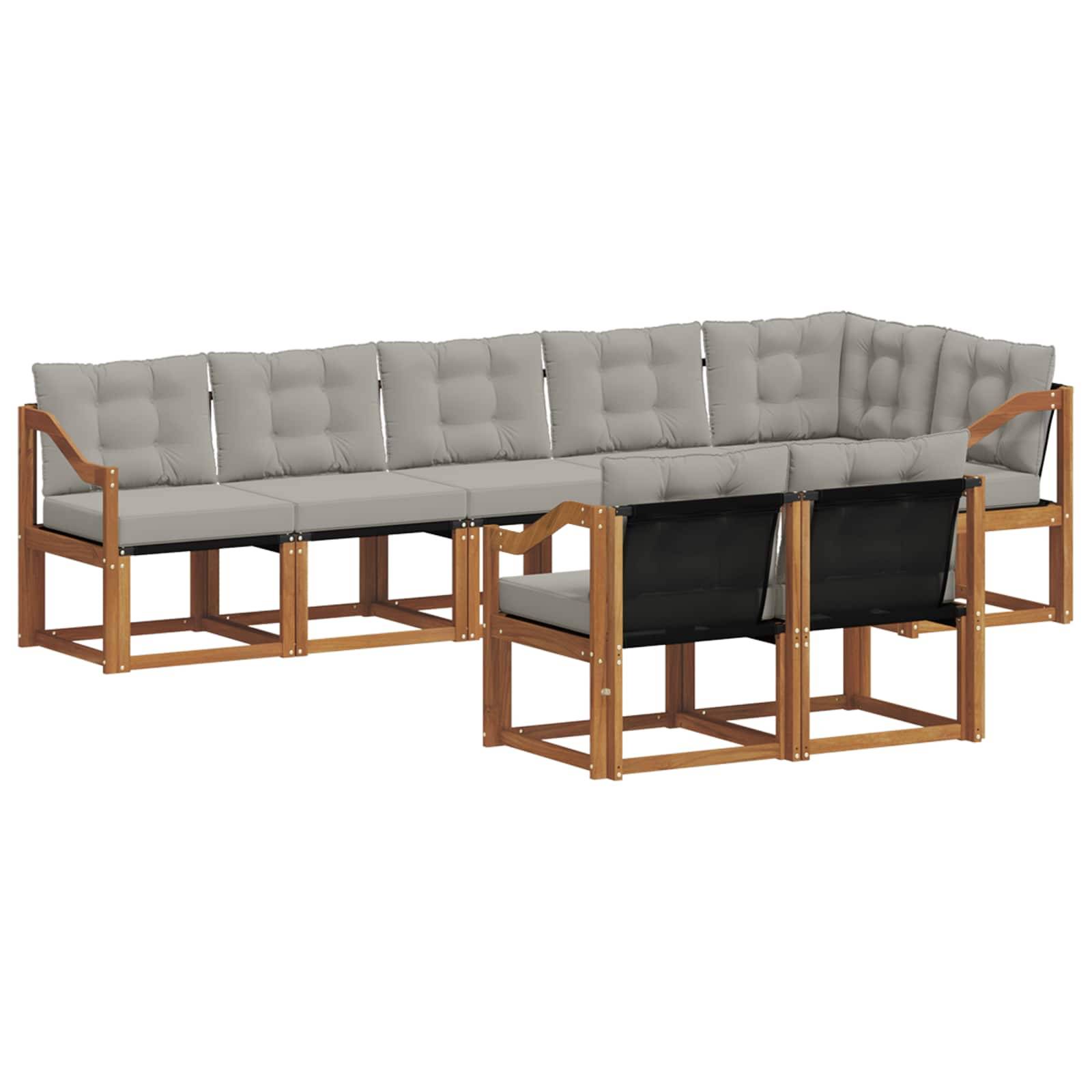 vidaXL Outdoor-Sofagarnitur mit Kissen 8 pcs Natürlich und Hellgrau