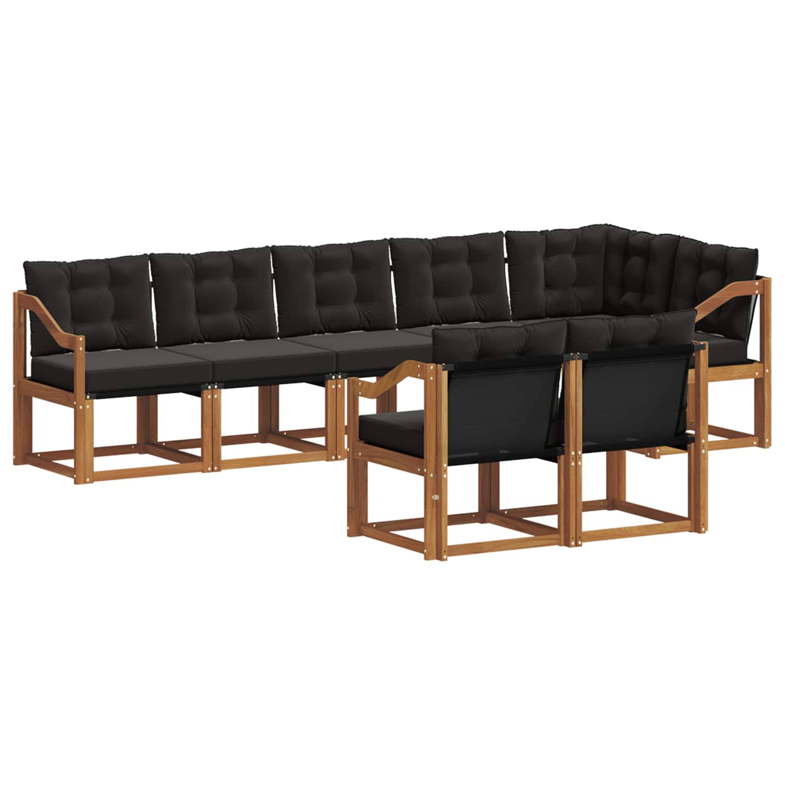 vidaXL Outdoor-Sofagarnitur mit Kissen 8 pcs Natürlich und Schwarz