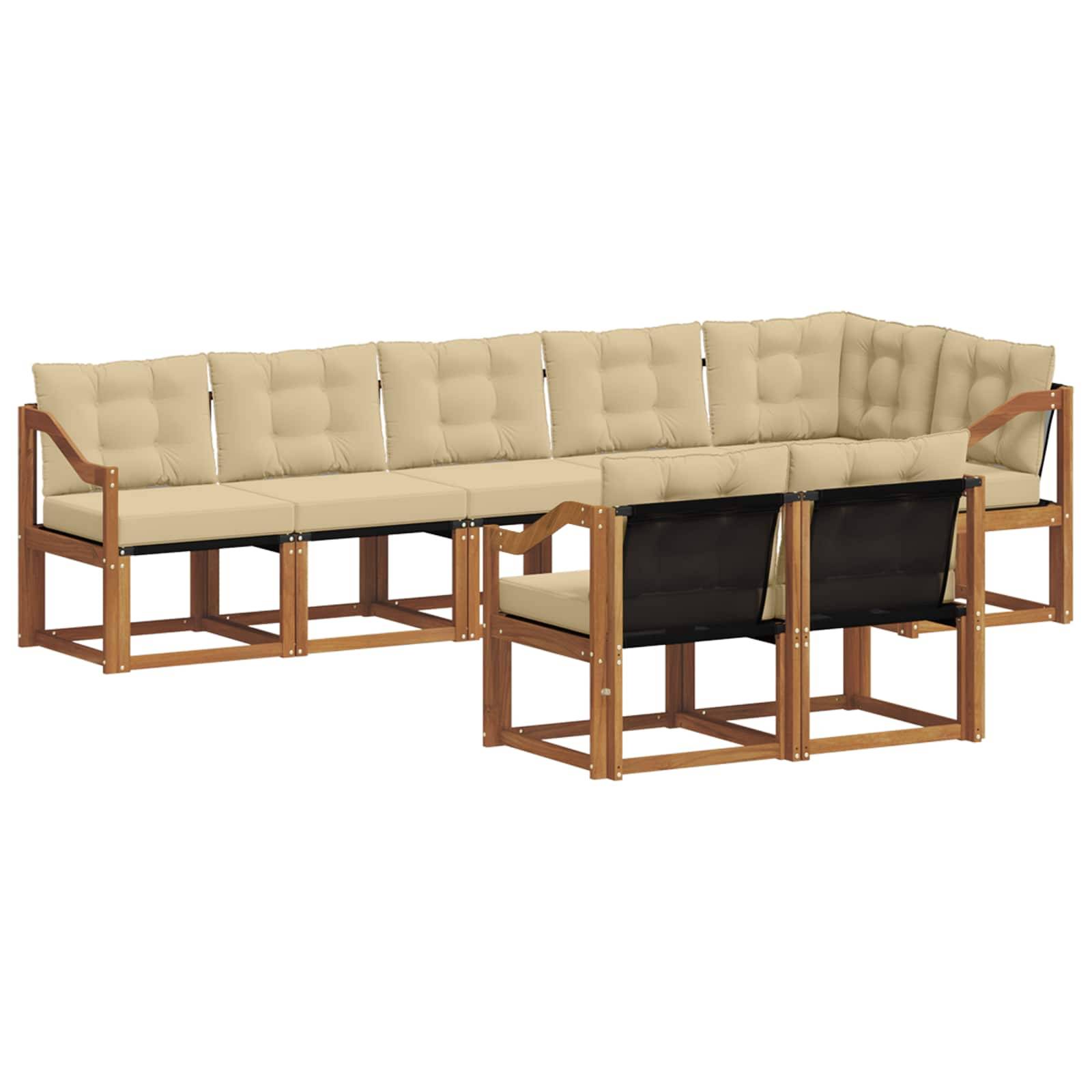 vidaXL Outdoor-Sofagarnitur mit Kissen 8 pcs Natur und Beige