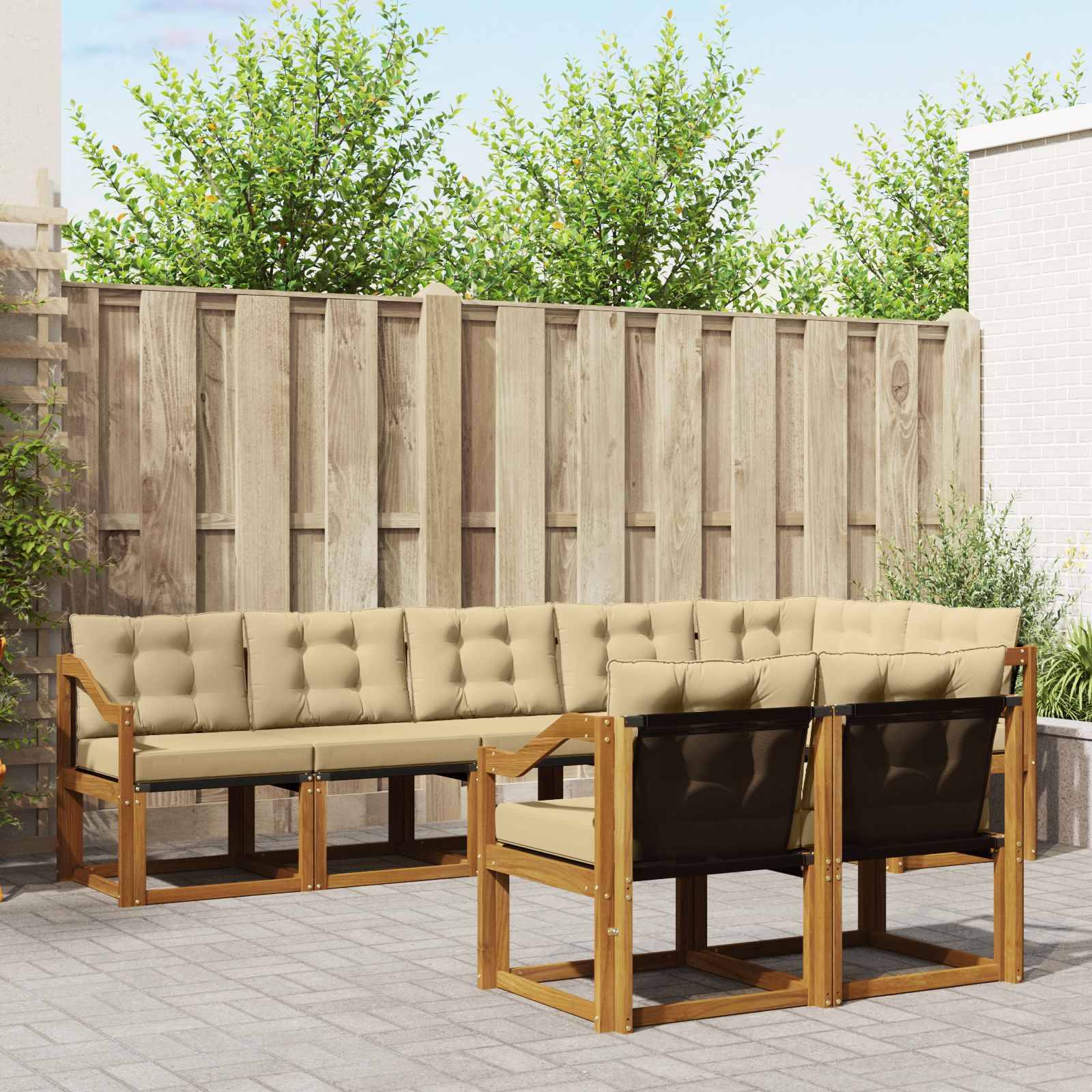 vidaXL Outdoor-Sofagarnitur mit Kissen 8 pcs Natur und Beige