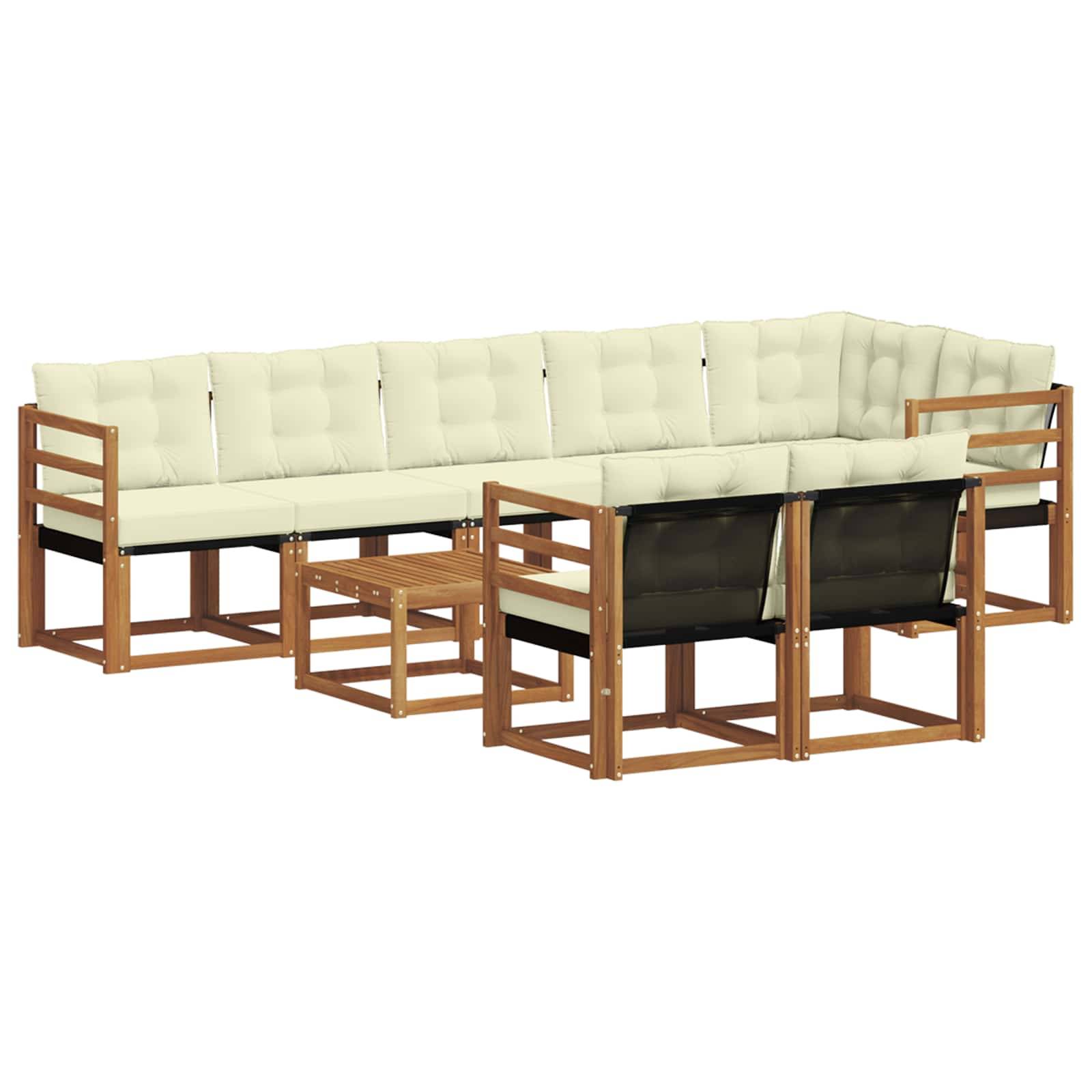 vidaXL Outdoor-Sofagarnitur mit Kissen 9 pcs Natur und Creme