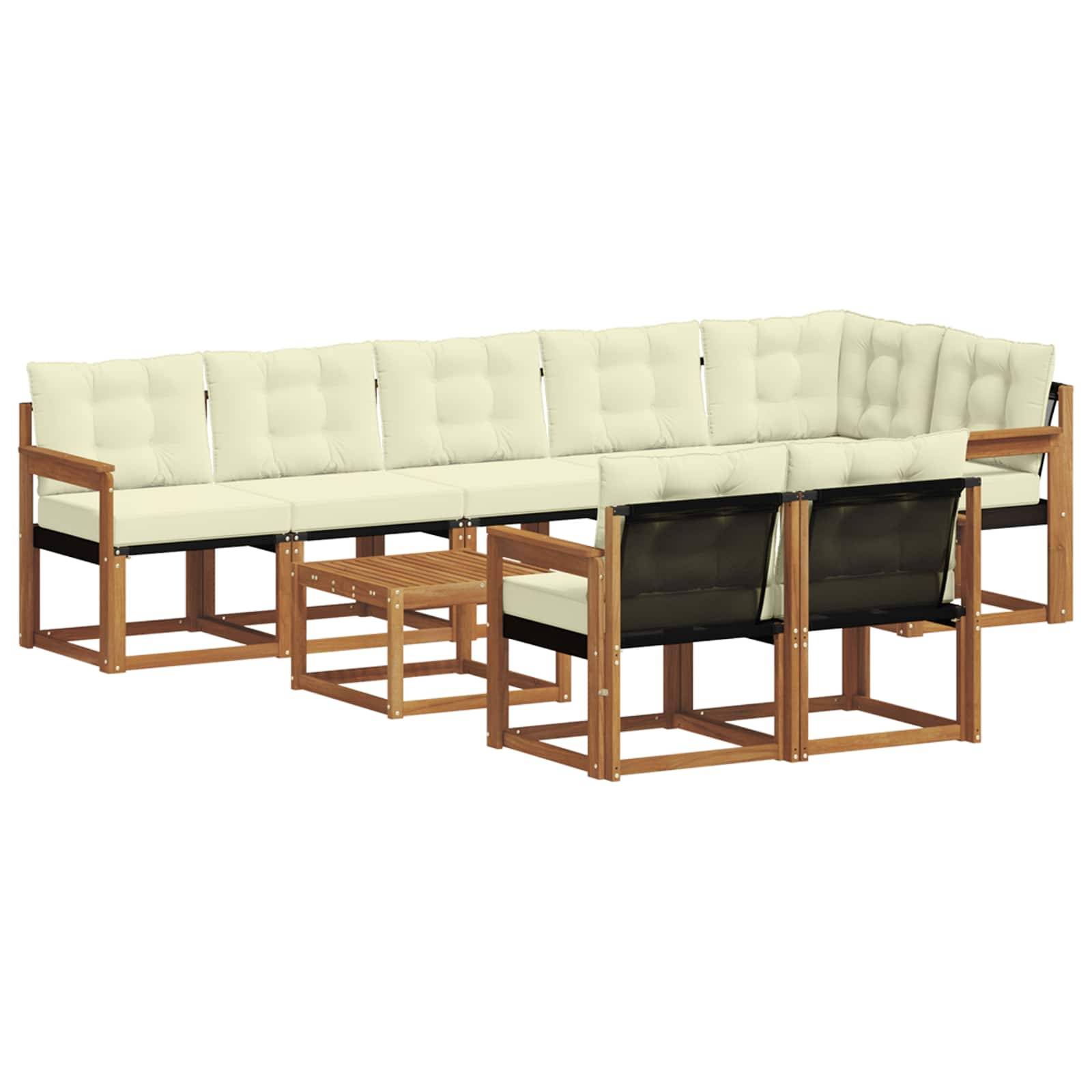 vidaXL Outdoor-Sofagarnitur mit Kissen 9 pcs Natur und Creme